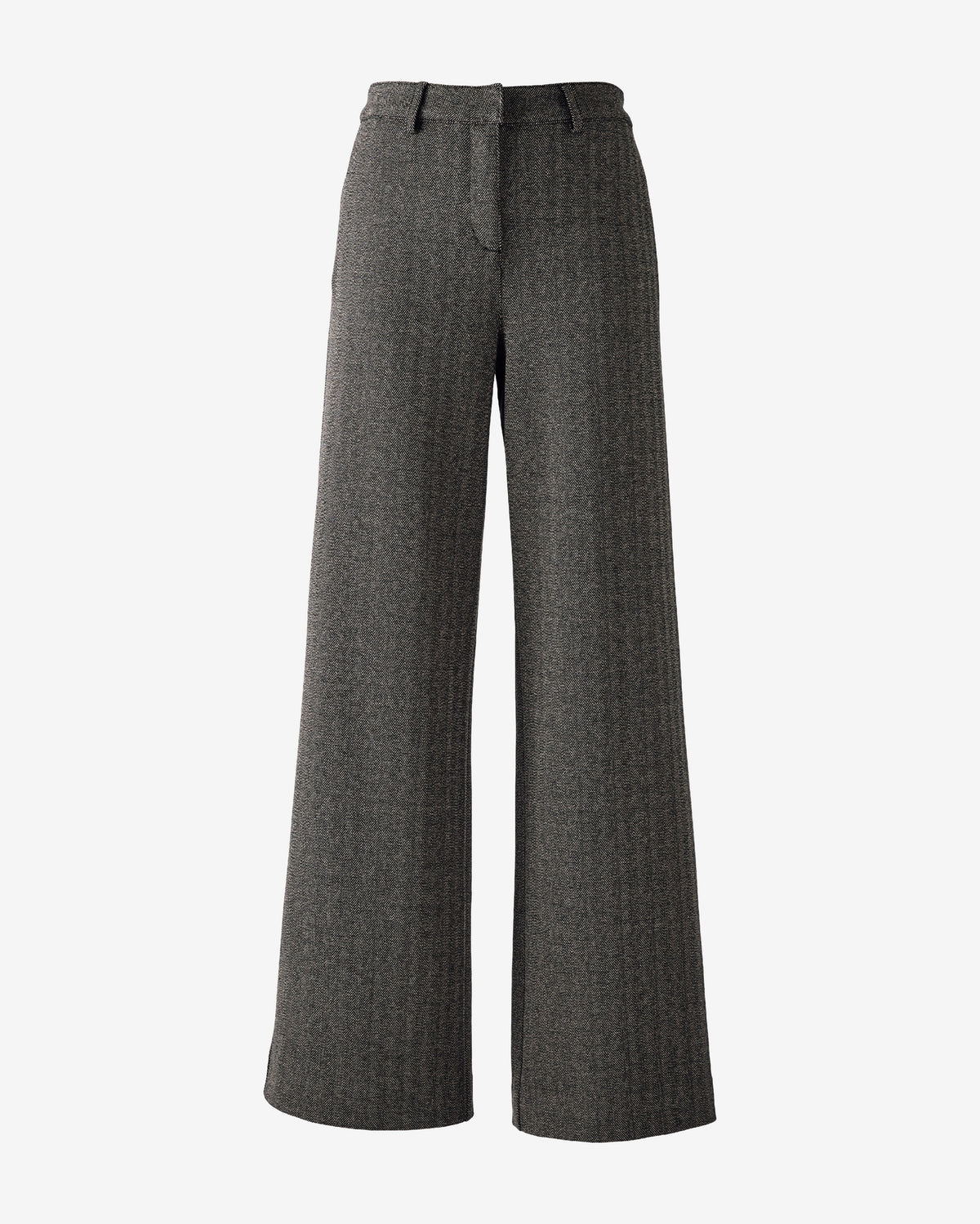 Stretch Jacquard Herringbone Wide Leg Trouser Black Multi