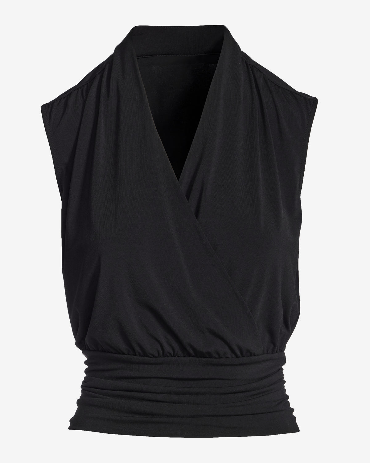 So Chic Cap Sleeve Surplice Blouson Knit Top Proper Black