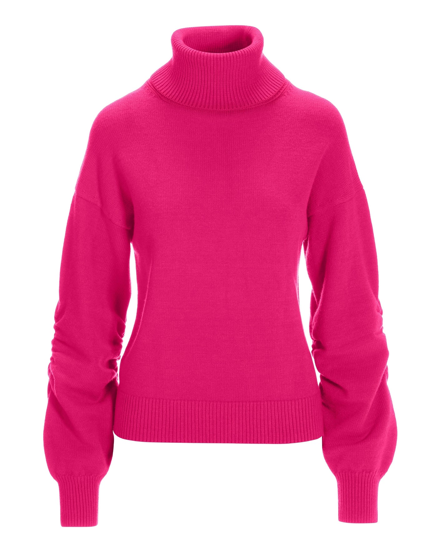 Ruched Sleeve Turtleneck Sweater Blossom