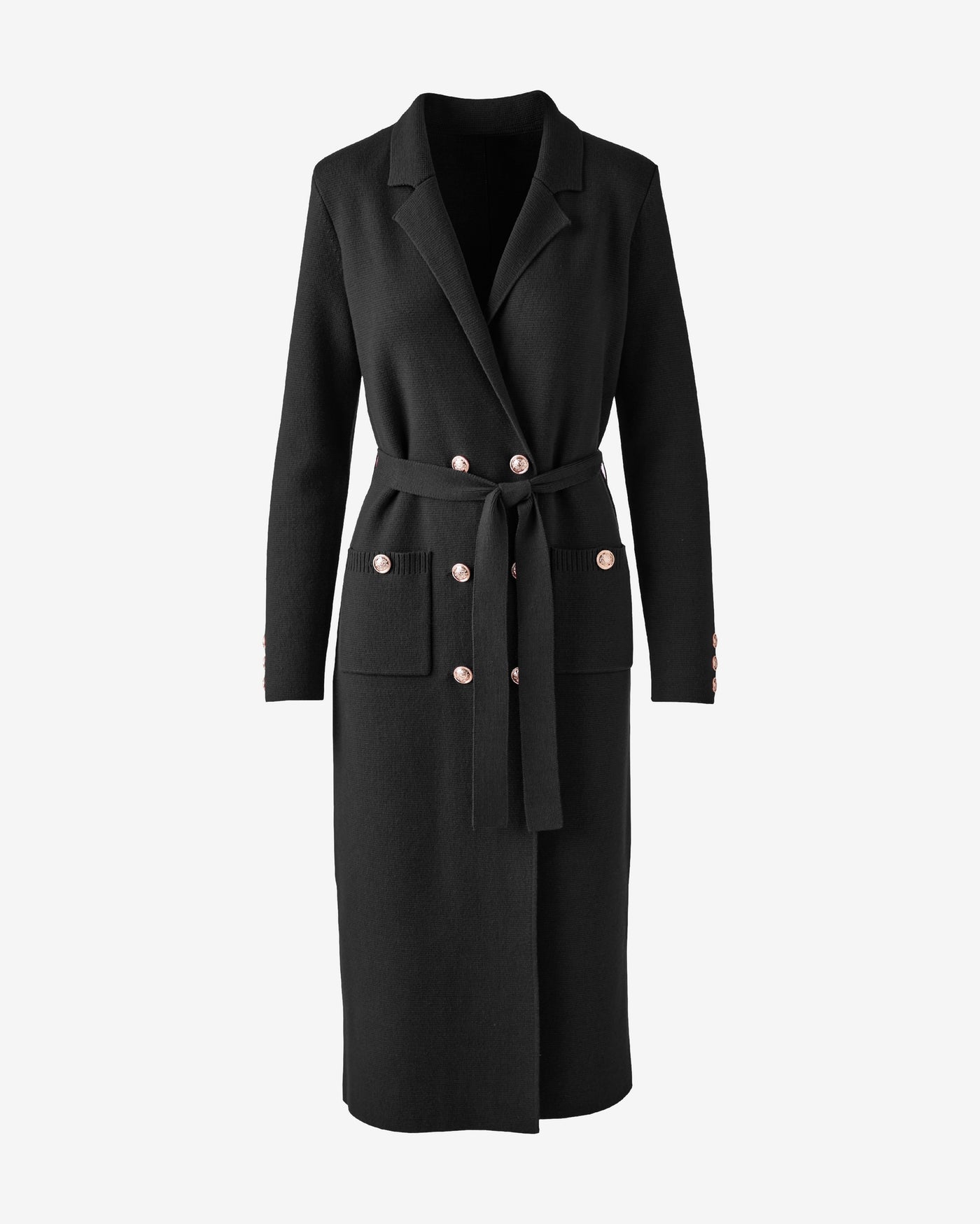 Crest Button Double Breasted Sweater Duster Proper Black