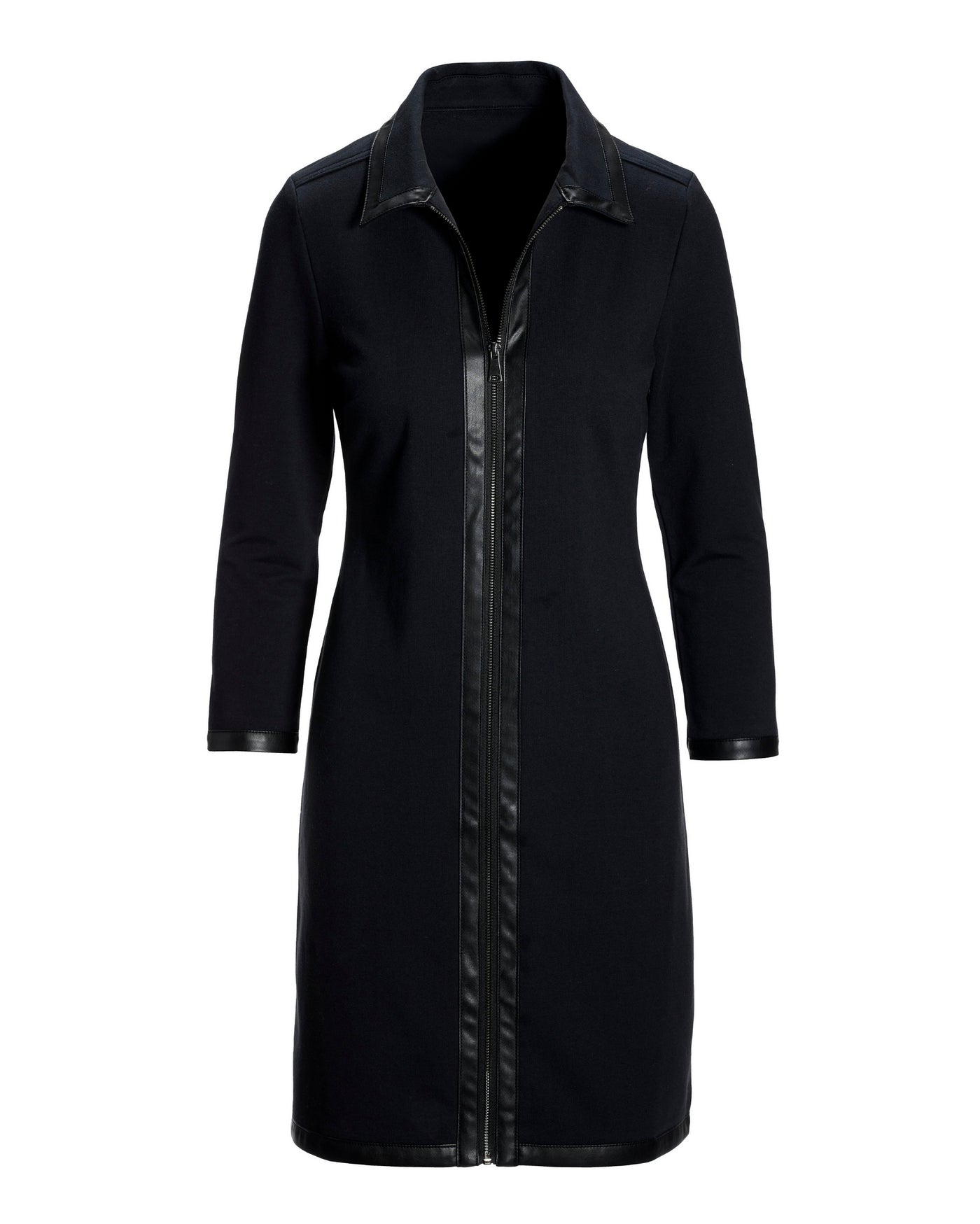 Faux Leather French Terry Dress Proper Black