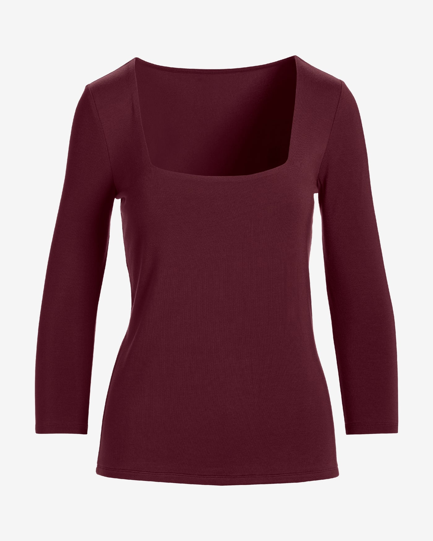 So Effortless Square Neck Three Quarter Sleeve Top Black Cherry