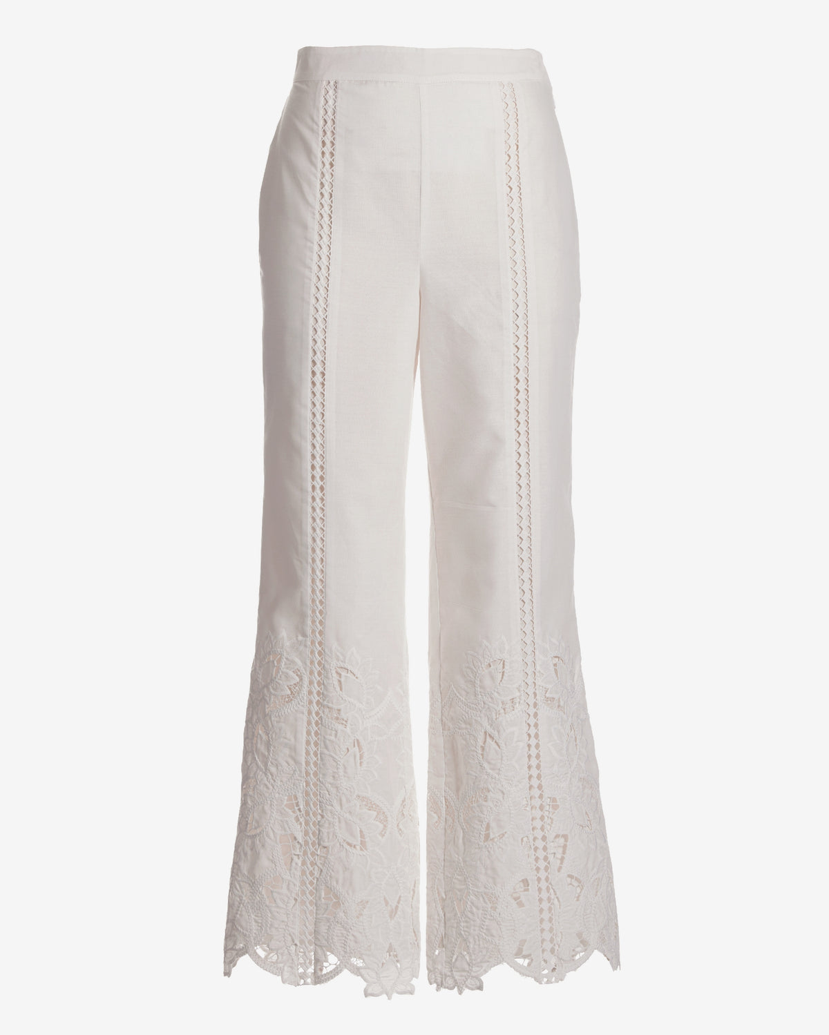 Malibu Floral Eyelet Scallop Pant White