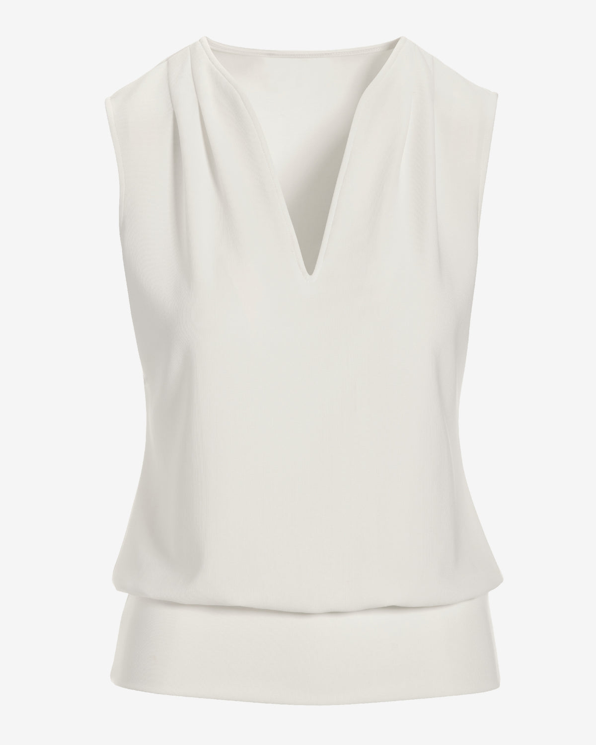 Beyond Travel Sleeveless Stand Collar Blouson Top Ivory Coast