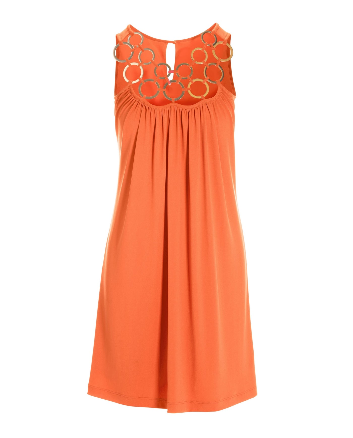 Hardware Detailed Neckline Knit Swing Dress Nectarine