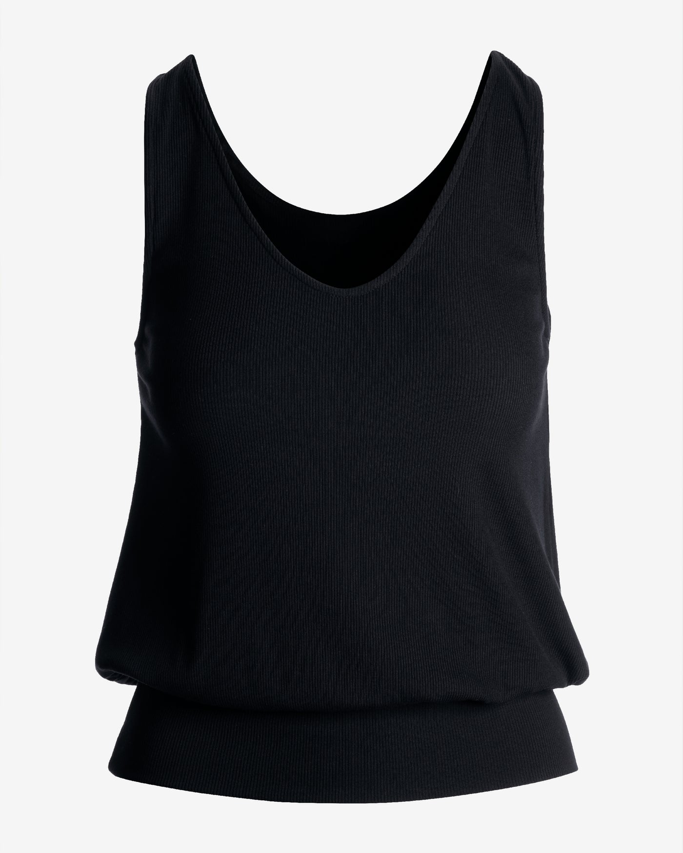 So Essential Rib V Neck Blouson Top Proper Black