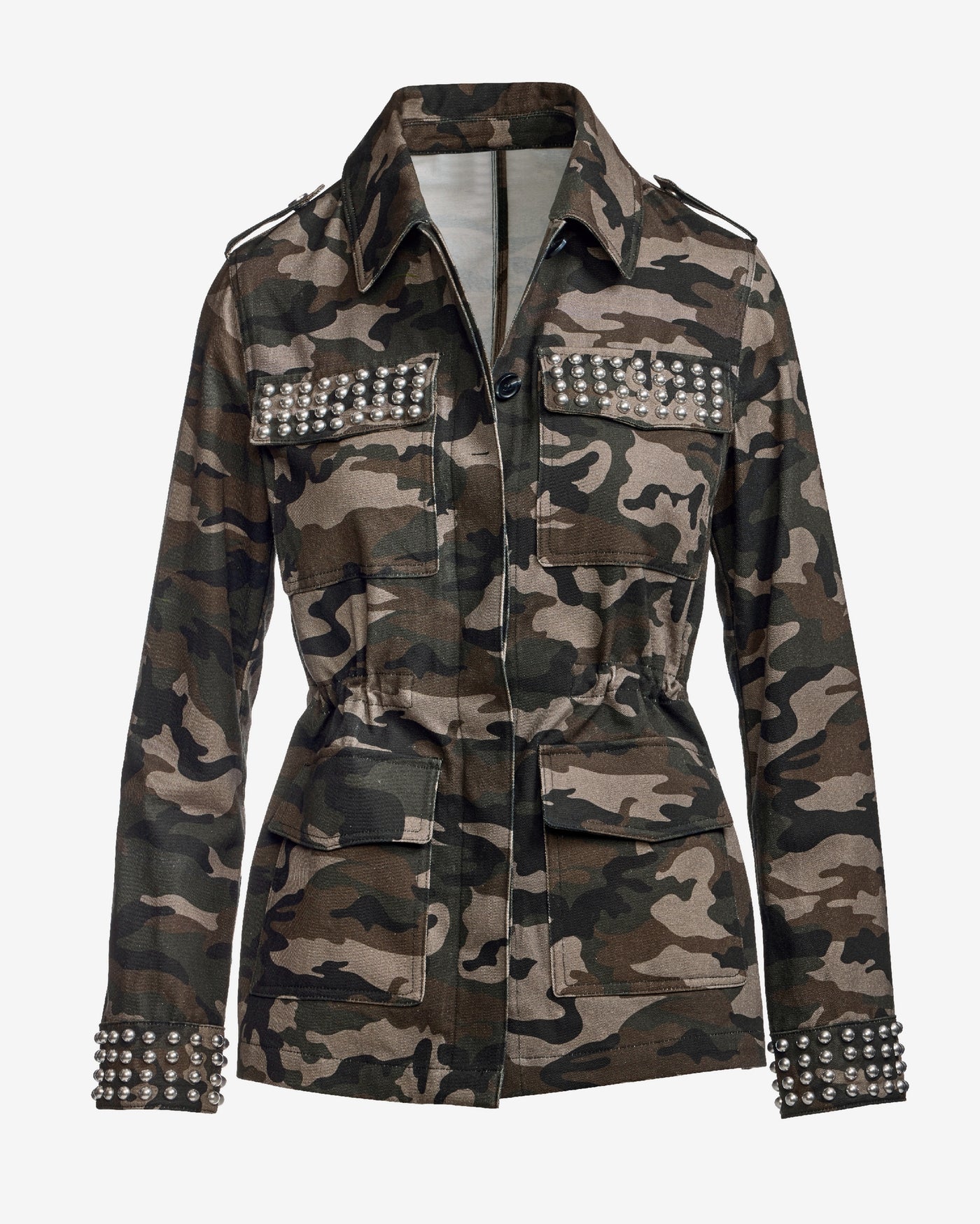 Studded Shaped Utility Jacket Green Multi