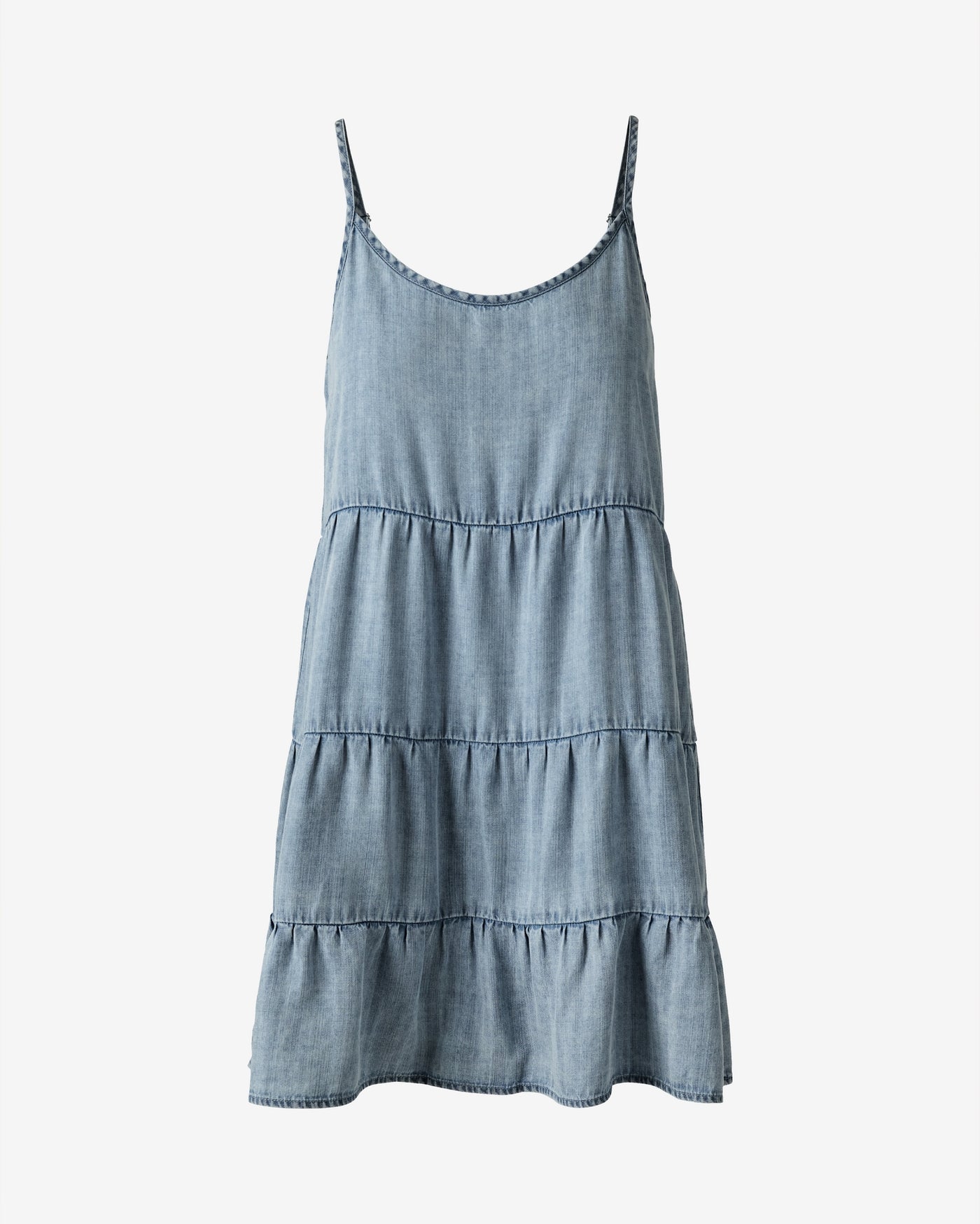 Tiered Denim Dress Medium Wash