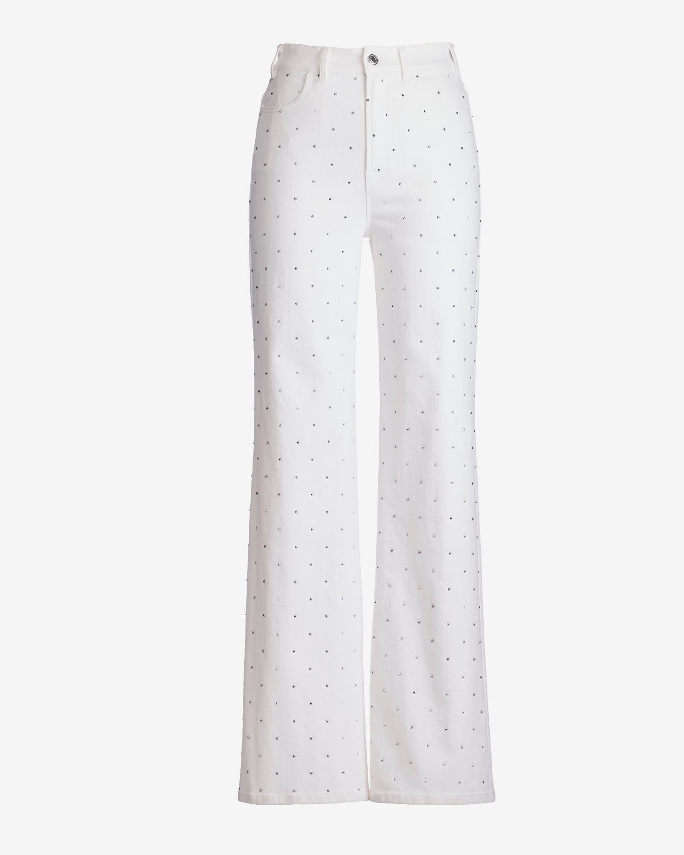 Malibu Scattered Sparkle Wide Leg Jean Off White Silver