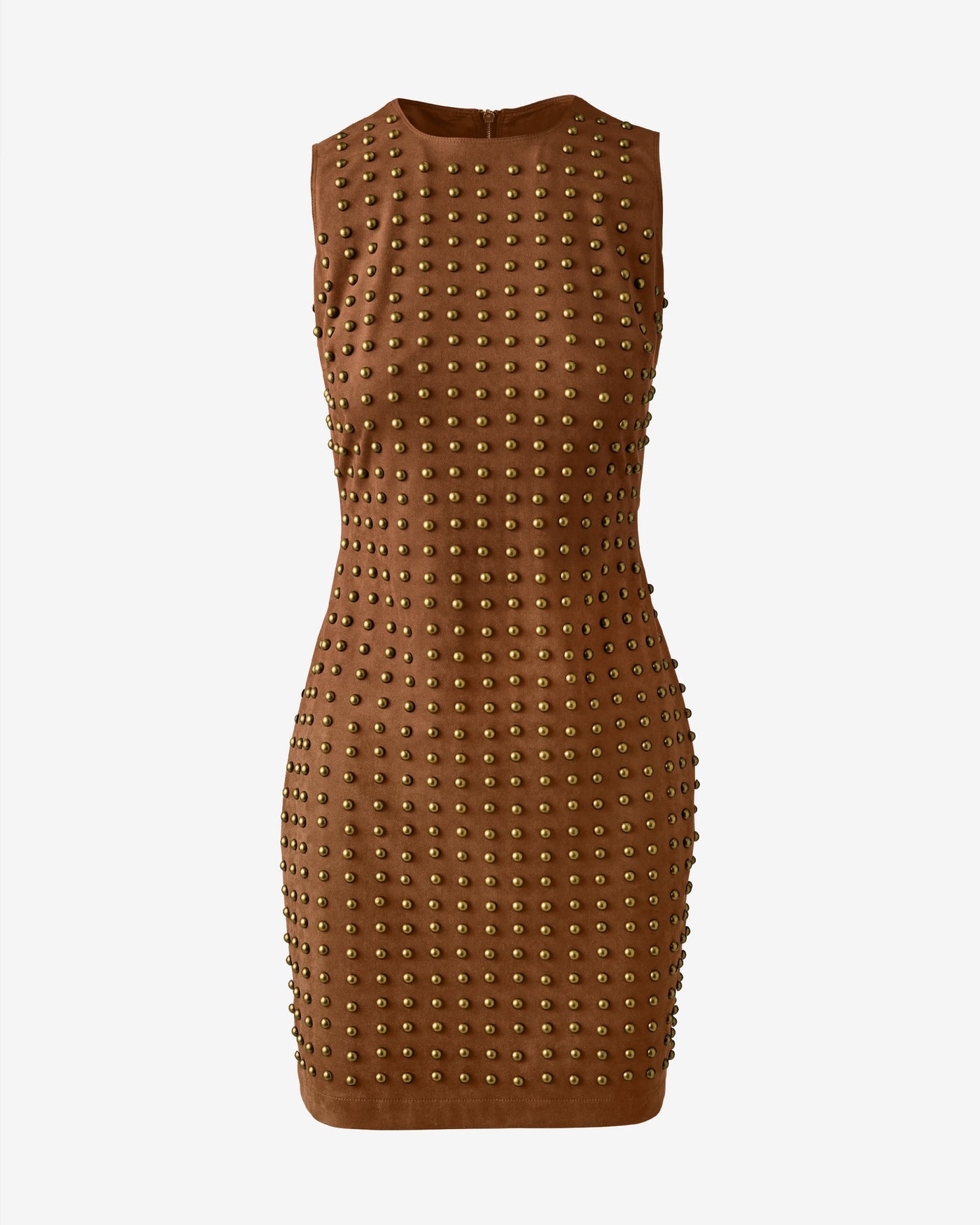 Studded Faux Suede Mini Dress Tortoise Shell