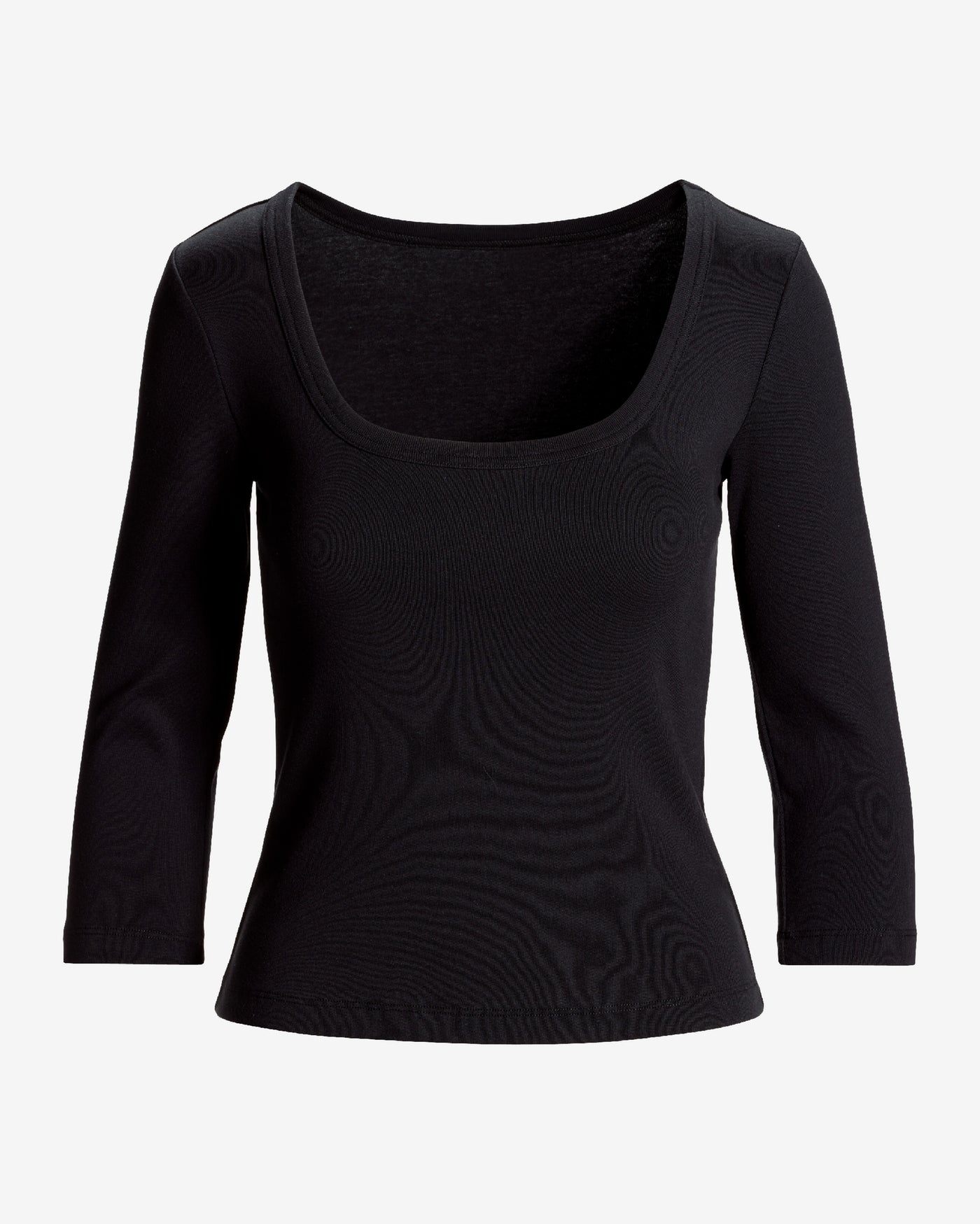 Cotton Scoop Neck Three Quarter Sleeve Top Proper Black