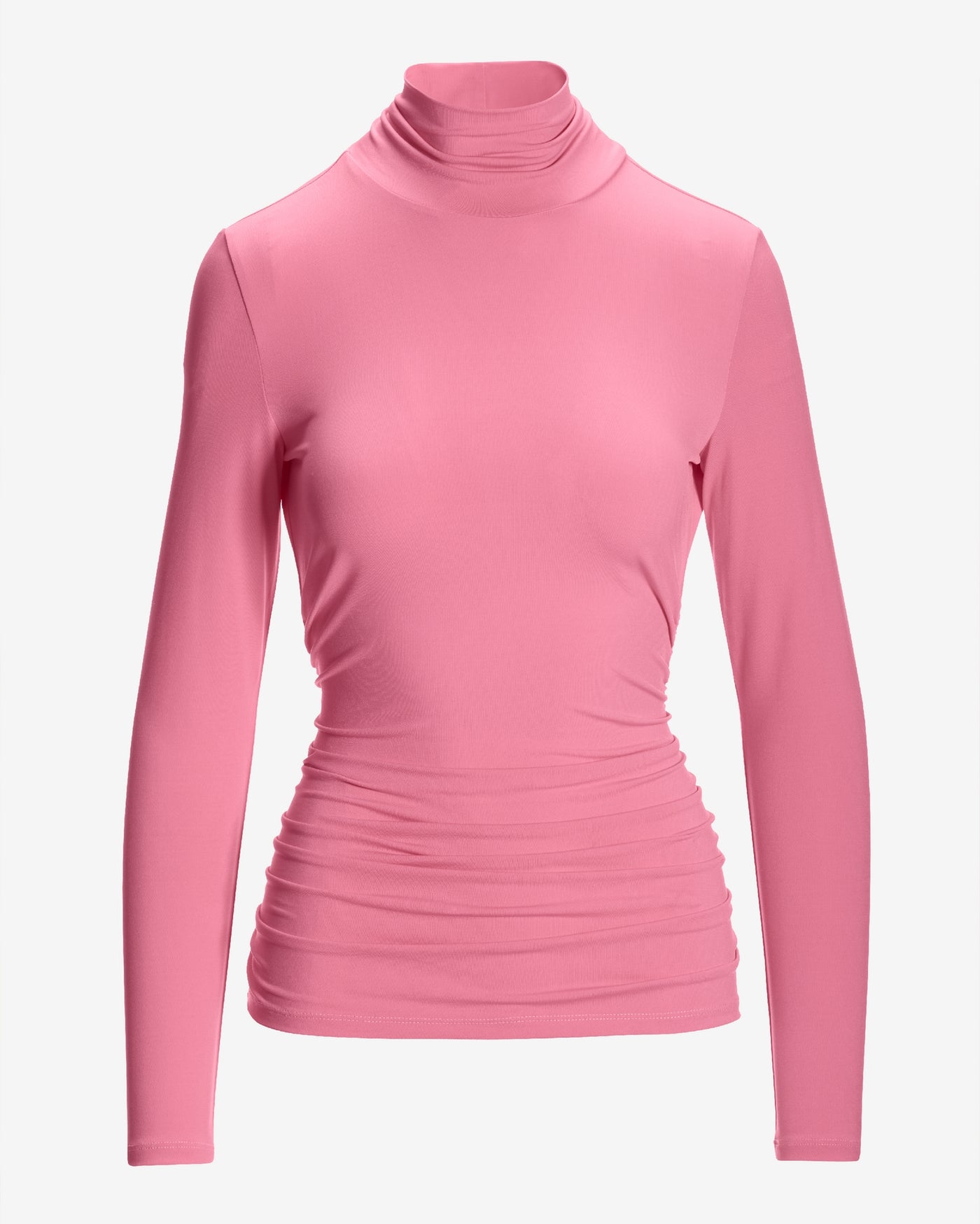 So Chic Ruched Turtleneck Top Phlox Pink