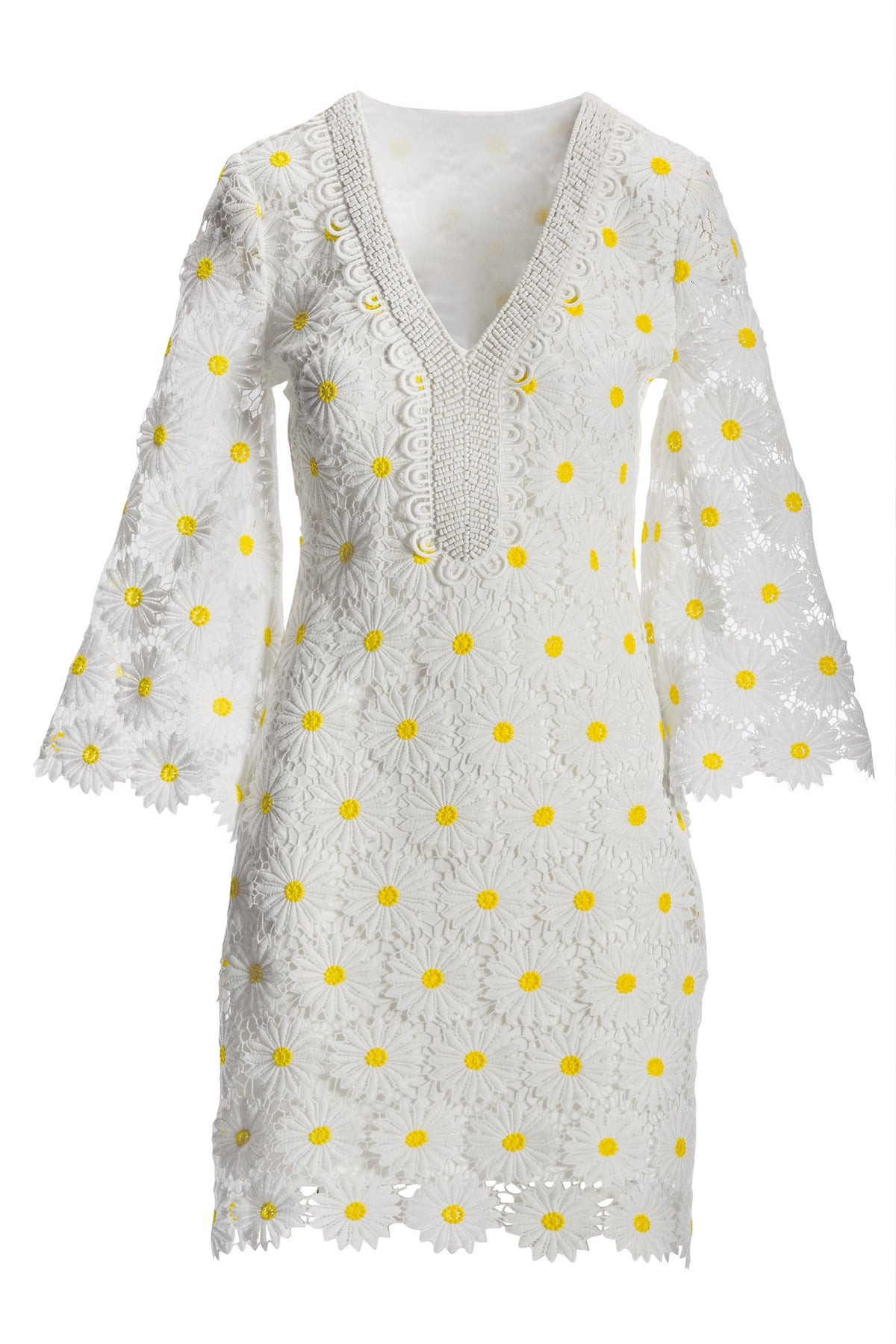 Daisy Lace Tunic Dress White/Yellow