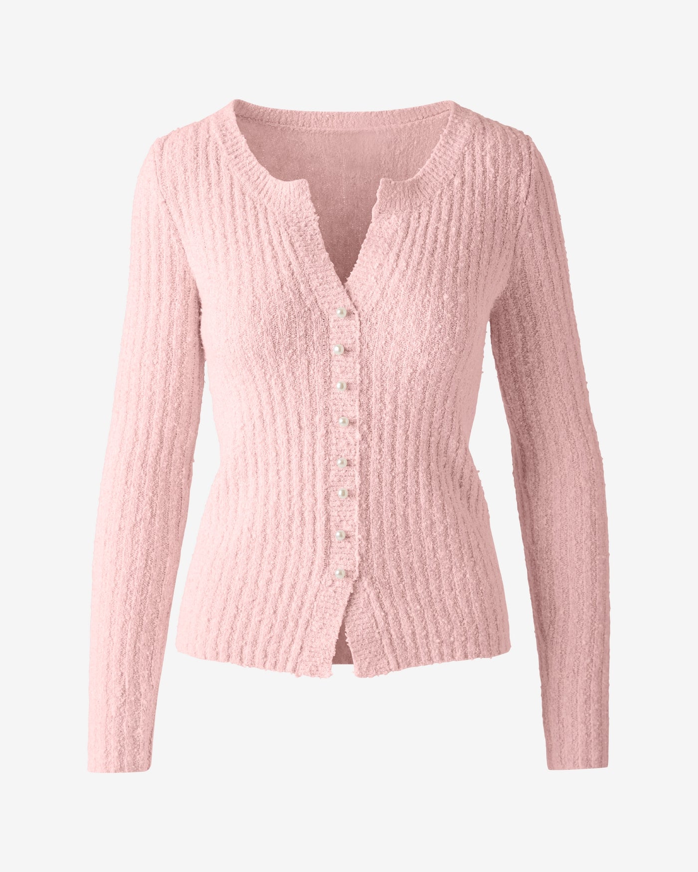 Button Front Marled Sweater Pull Over Blushing Pink