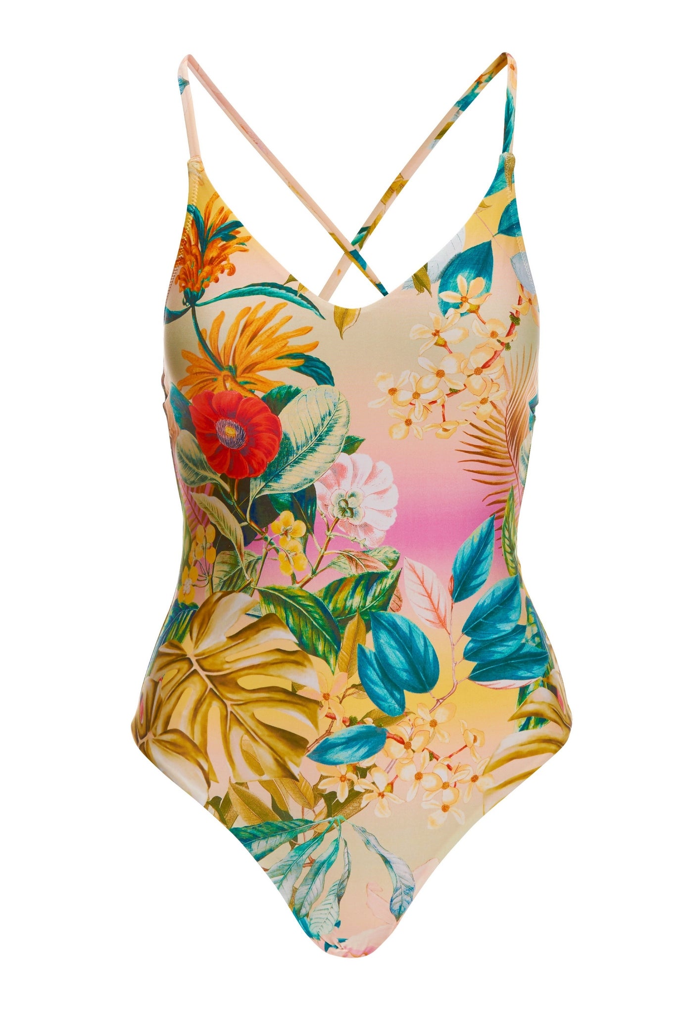 Floral Printed V-Neck One Piece Multi