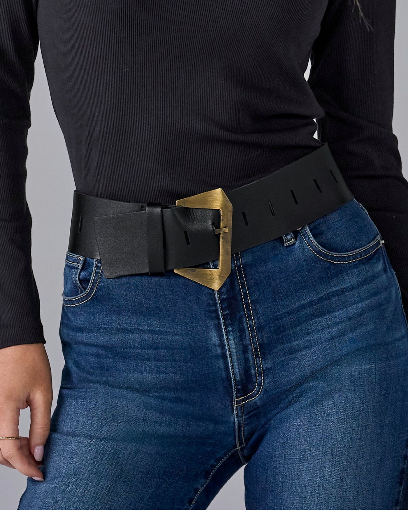 Wide Width Buckle Belt Black
