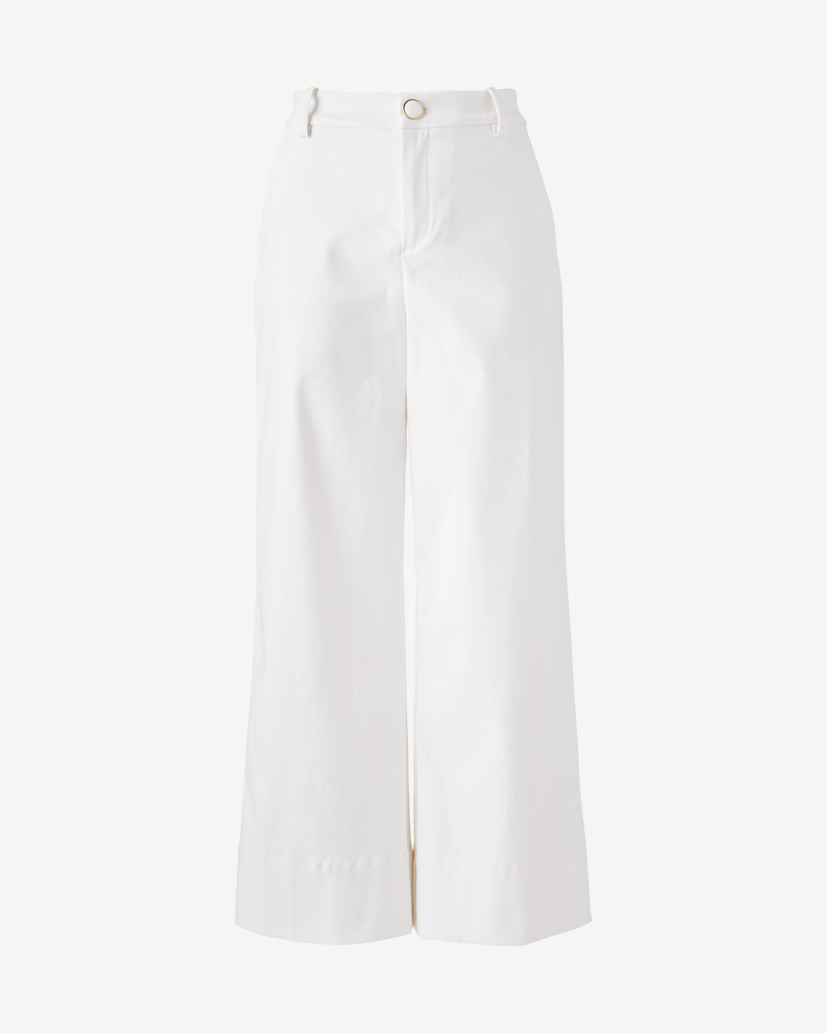Ankle Length Wide Leg Twill Pant Pure White