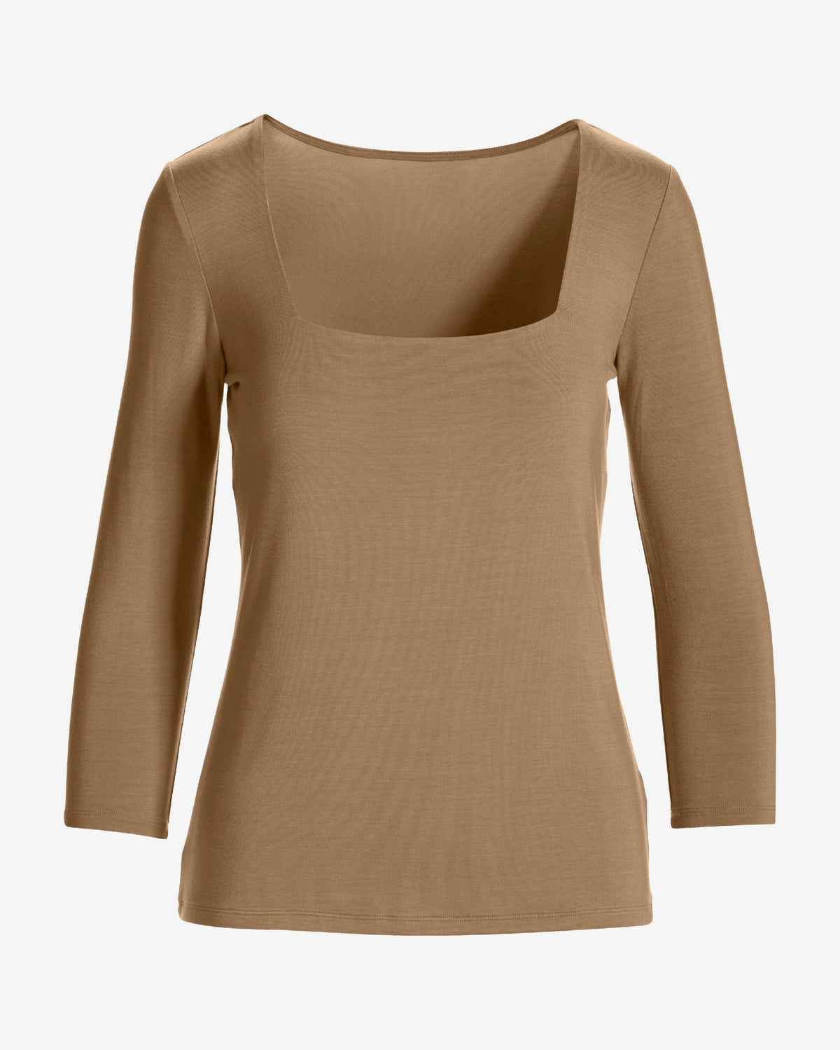 So Effortless Square Neck Three Quarter Sleeve Top Tigers Eye