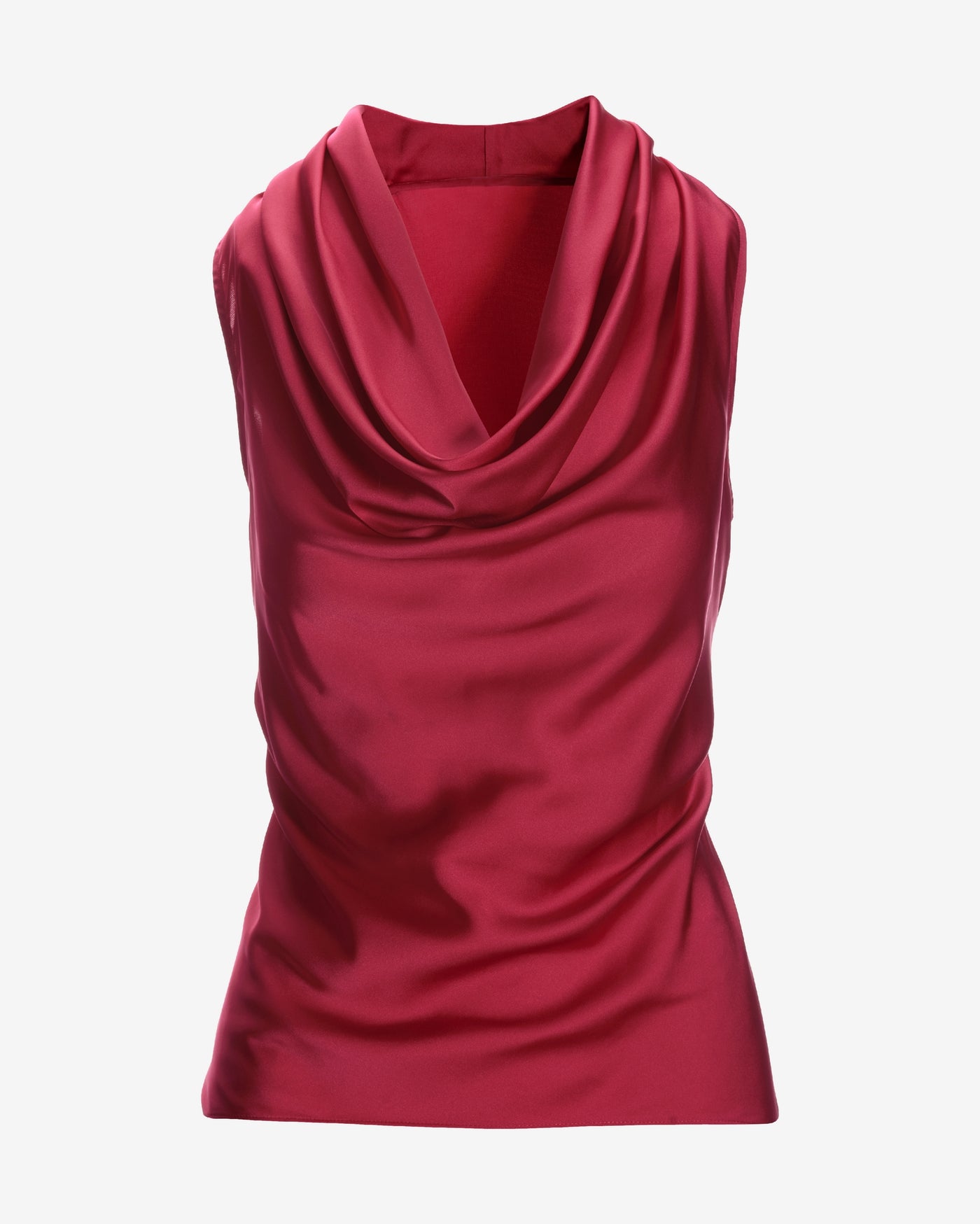 Marilyn Cowl-Neck Charmeuse Blouse Cerise