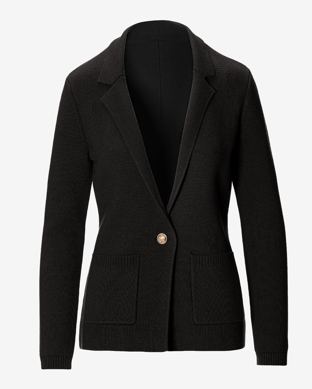 Single Button Sweater Blazer Black