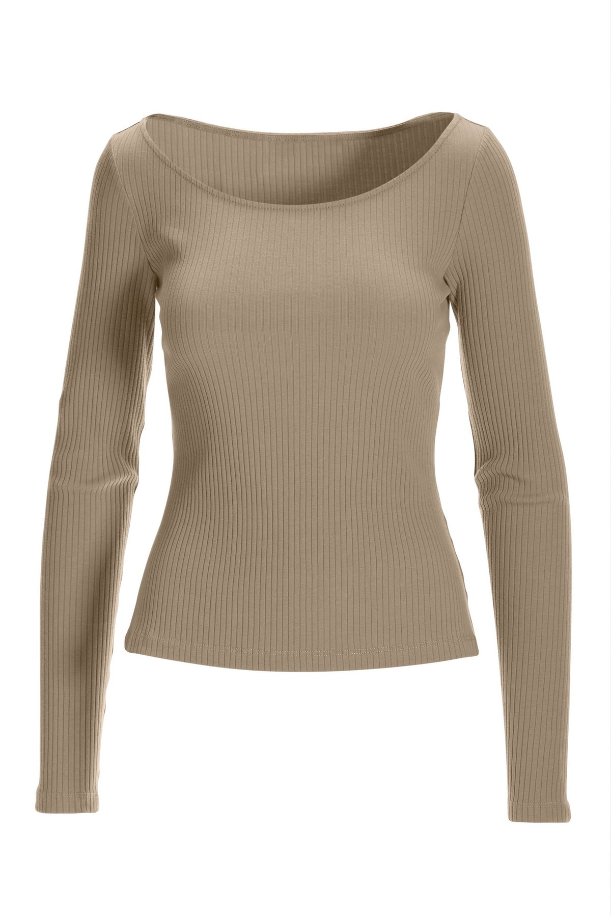 Ribbed Long Sleeve Lounge Top Taupe