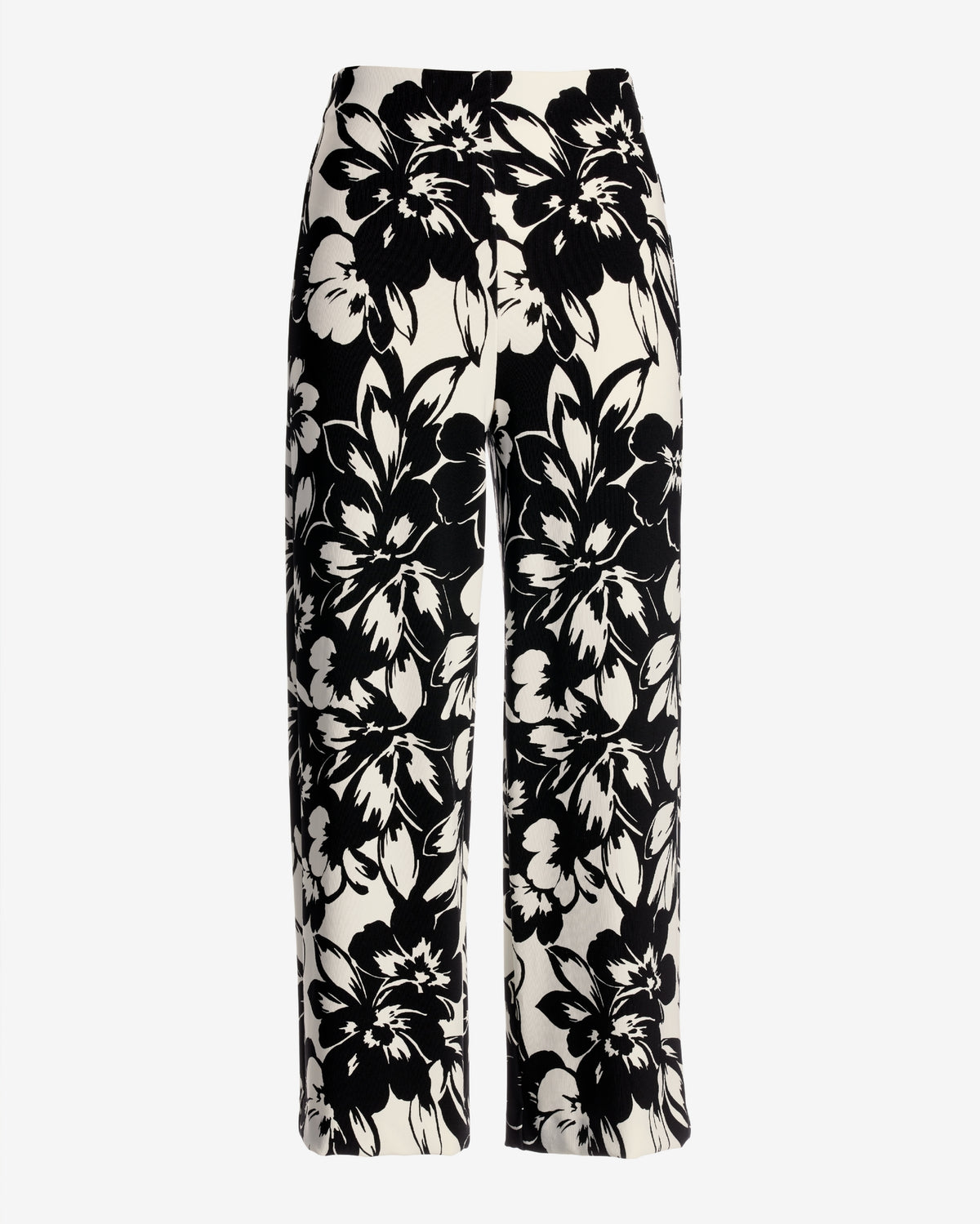Beyond Travel Contrast Fleurs Print Wide Leg Crop Pant Ivory Coast/Jet Black