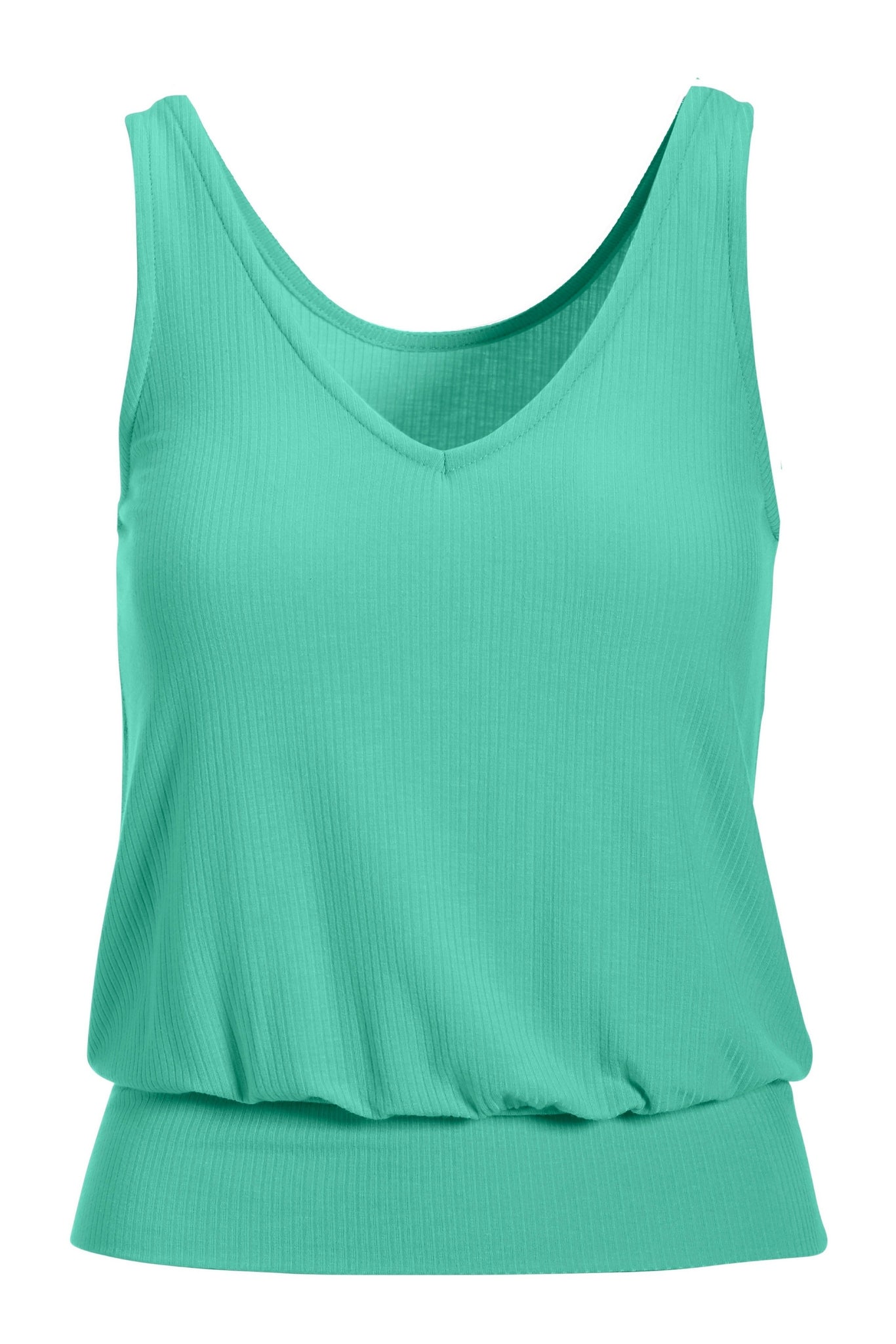 Ribbed Blouson Tank Turquoise