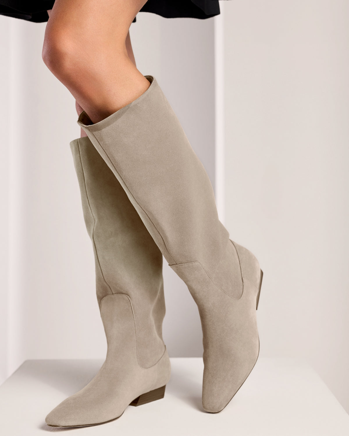 Nine West Flat Heel Boot Taupe