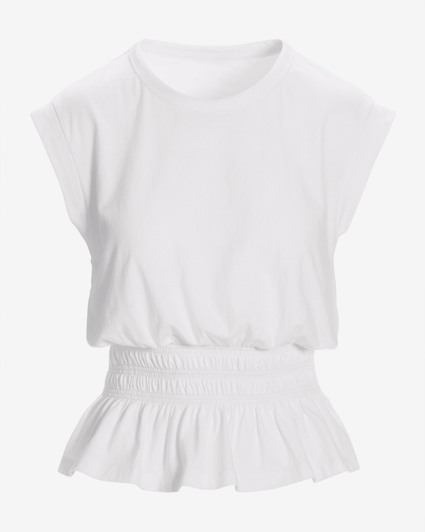 Smocked Peplum Tee Pure White