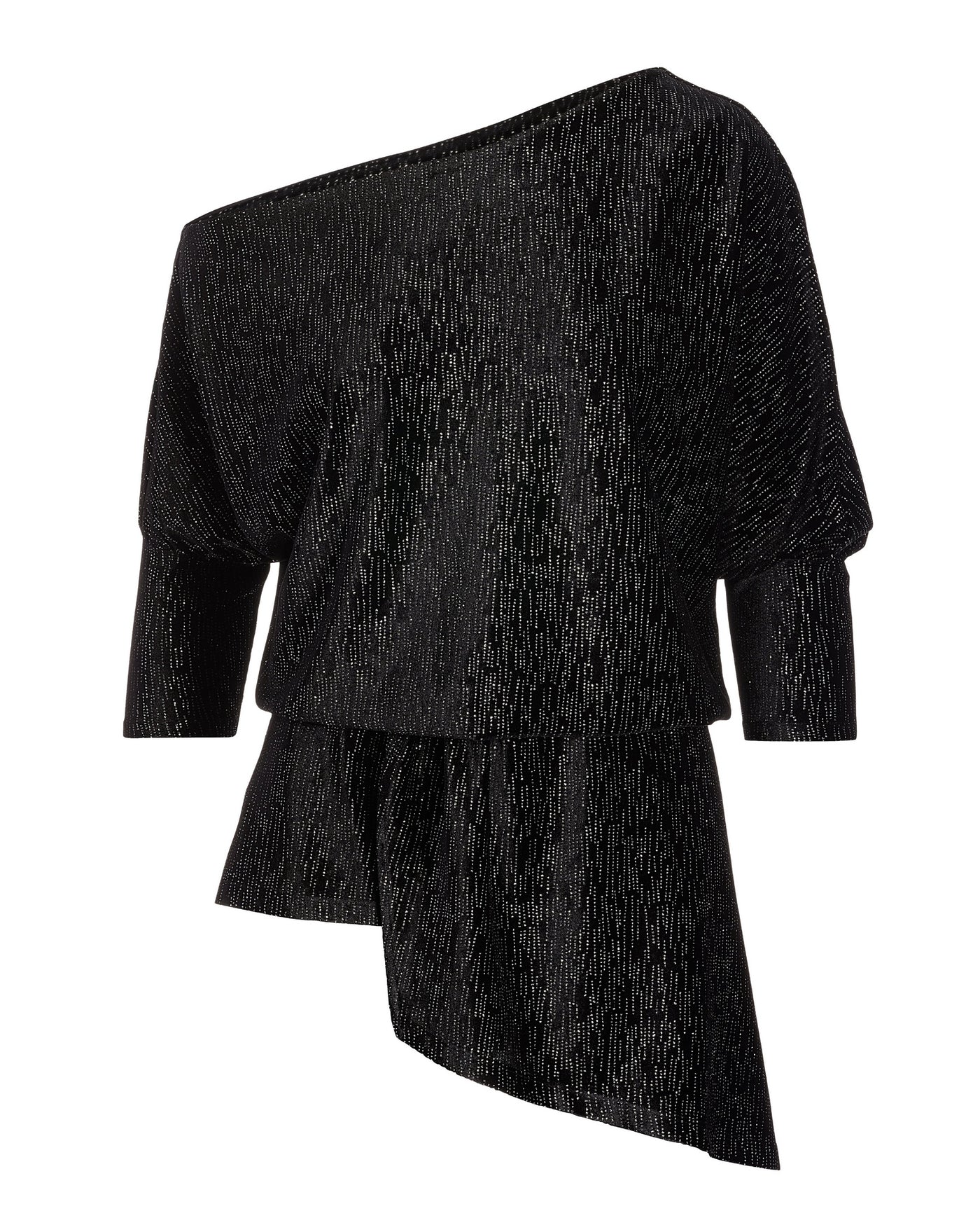 Metallic Velvet Slouchy Tunic Knit Top Black Multi