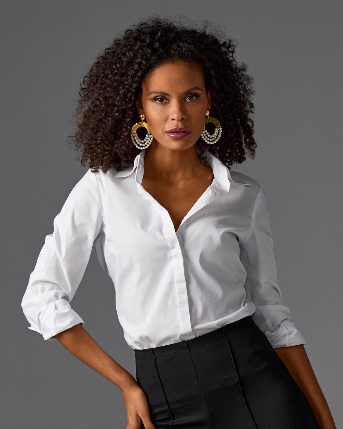 Pearl and Gold Hardware Drop Earring Gold