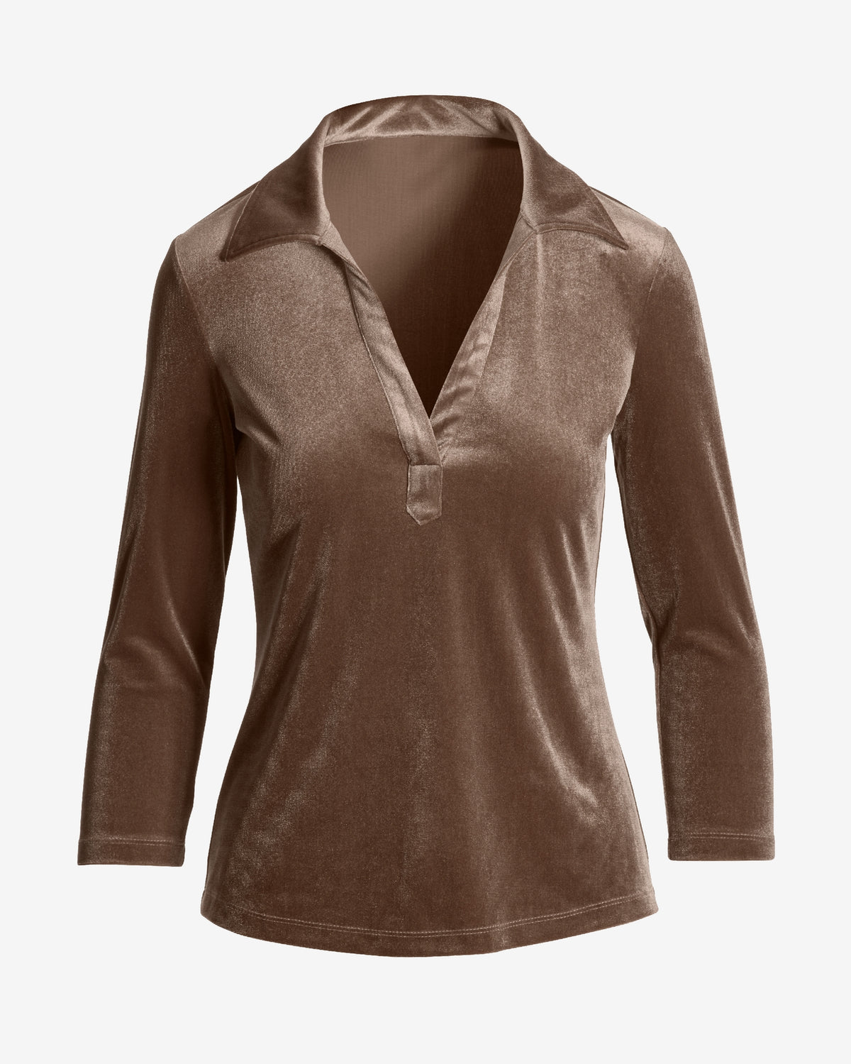 Velvet Collared Knit Top Taupe