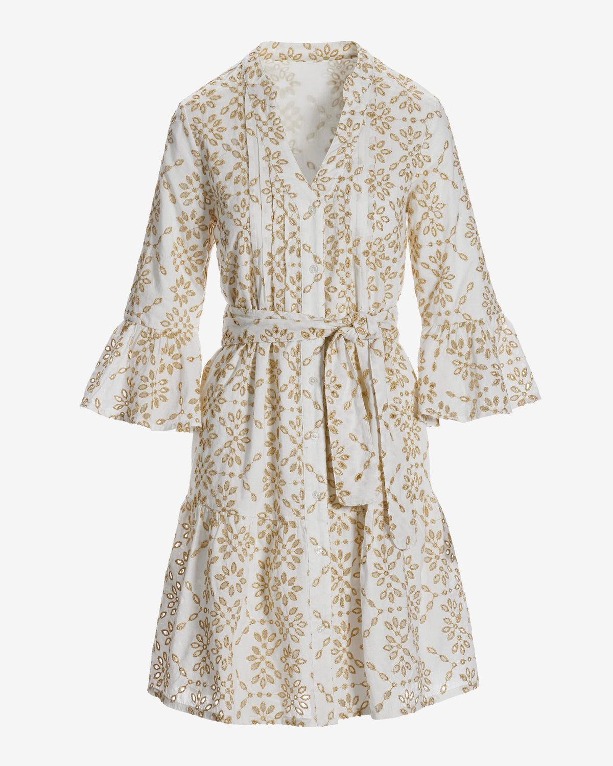 Shimmer eyelet Fit and Flare Dress White