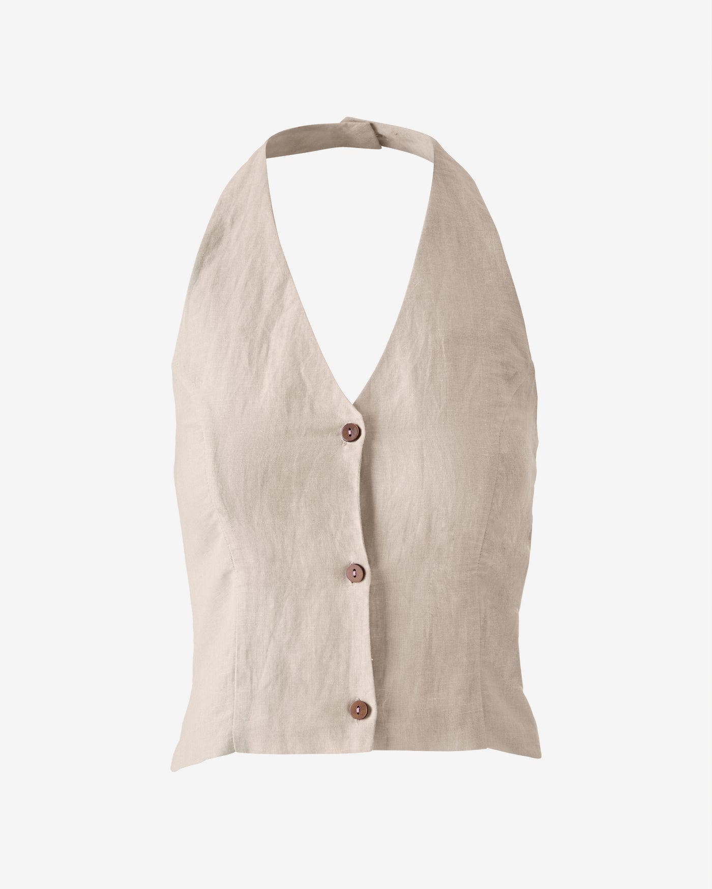 Linen Halter Vest Top Flax