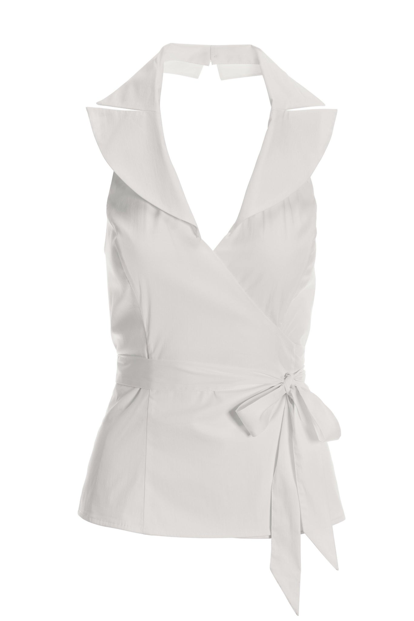 Sleeveless Halter Wrap Top White