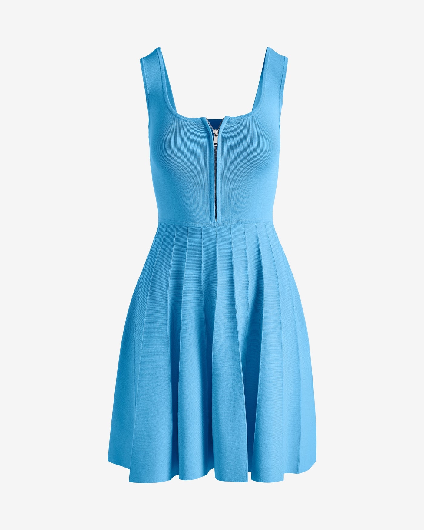 Zip Front Fit and Flare Sweater Dress Ethereal Blue