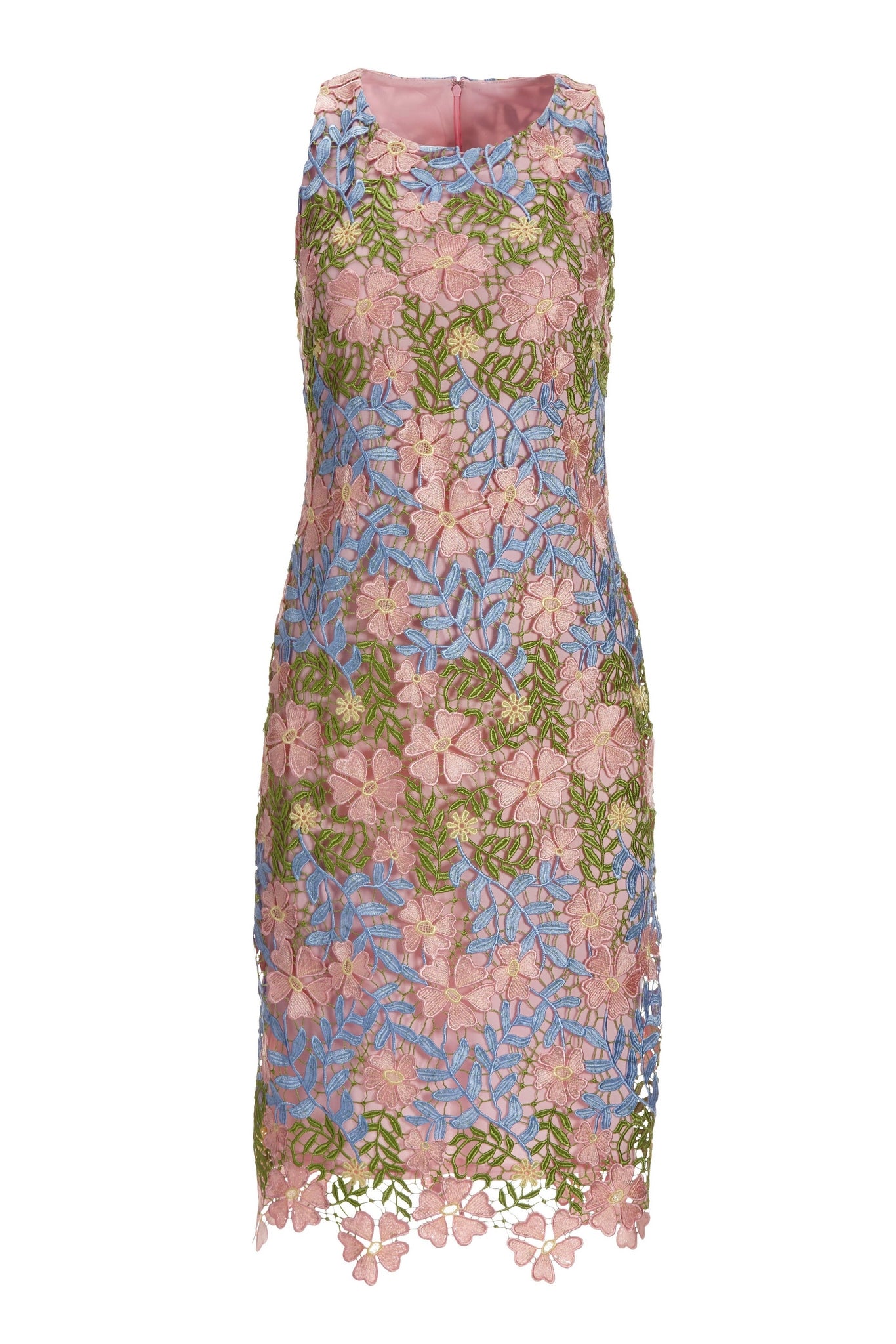 Multicolor Floral Lace Sheath Dress Pink Multi