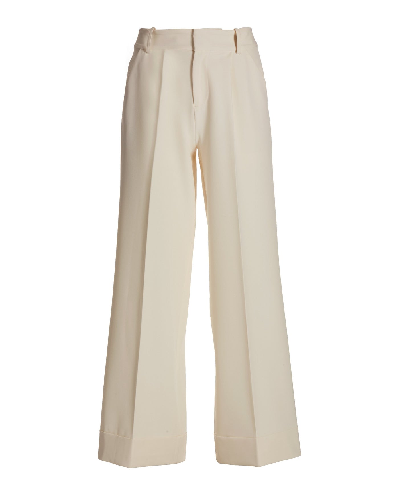 High Waist Wide Leg Crepe Pant Off White