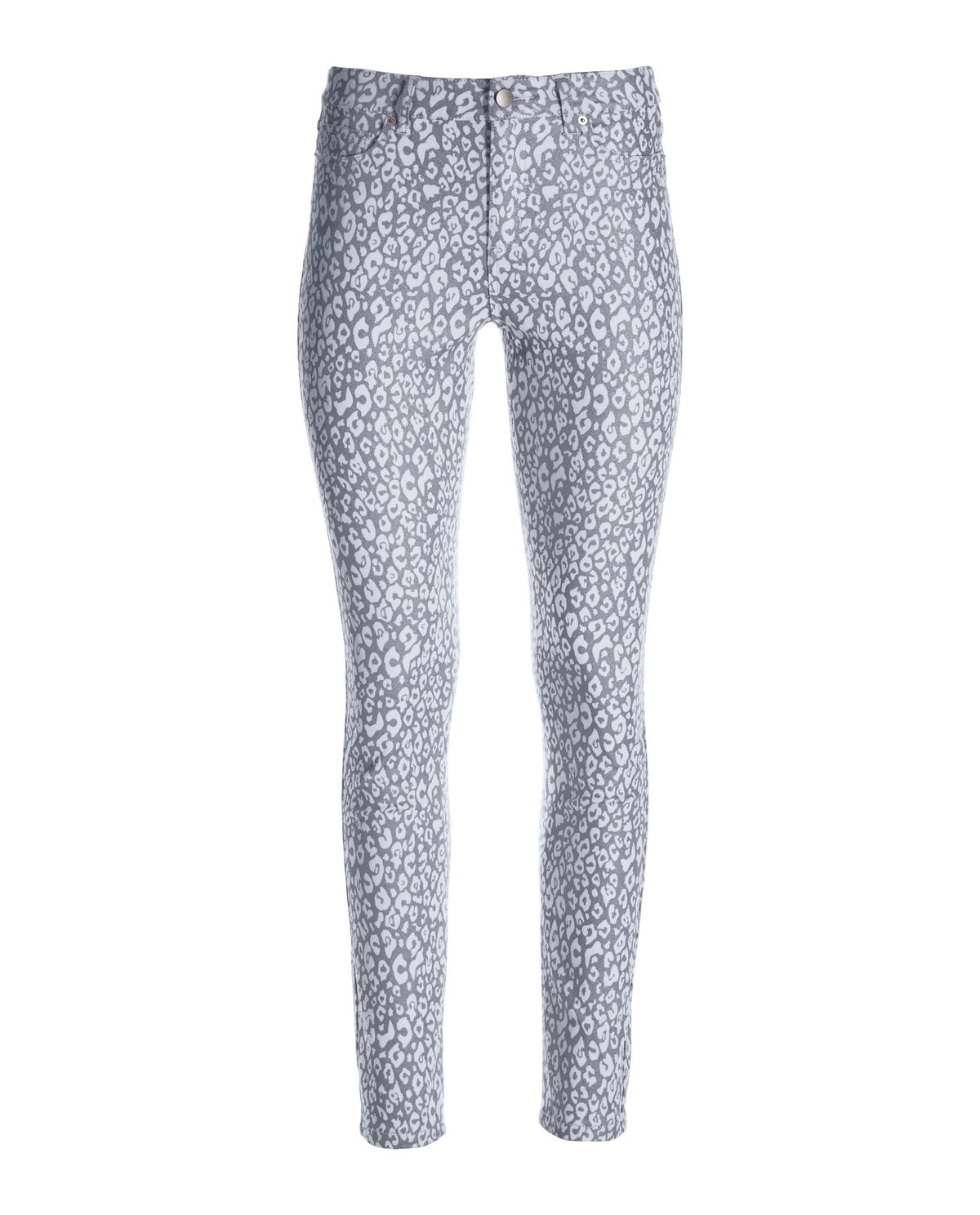 Metallic Snow Leopard Ankle Jean Silver/White
