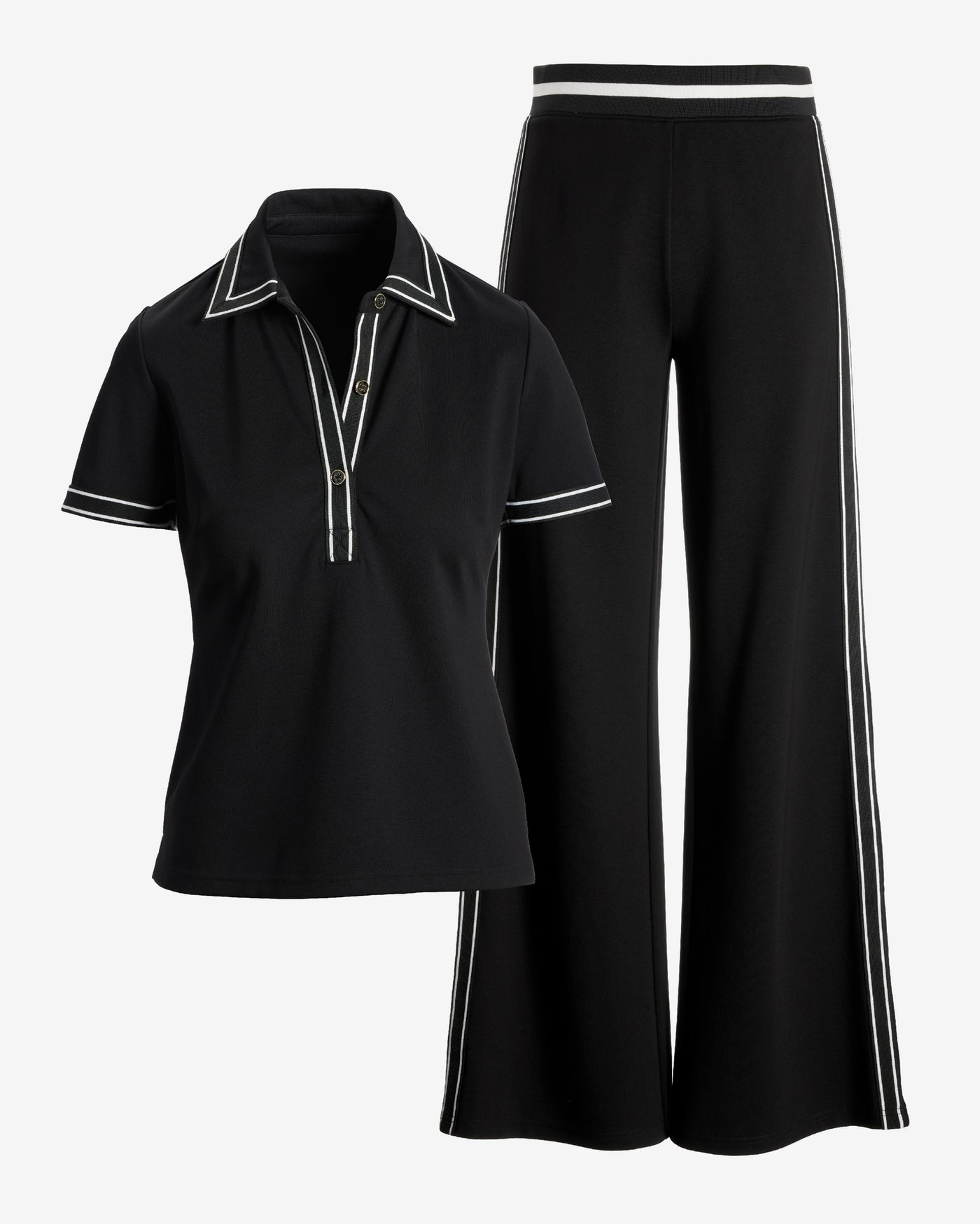 Stripe Polo Sport Set Black/White