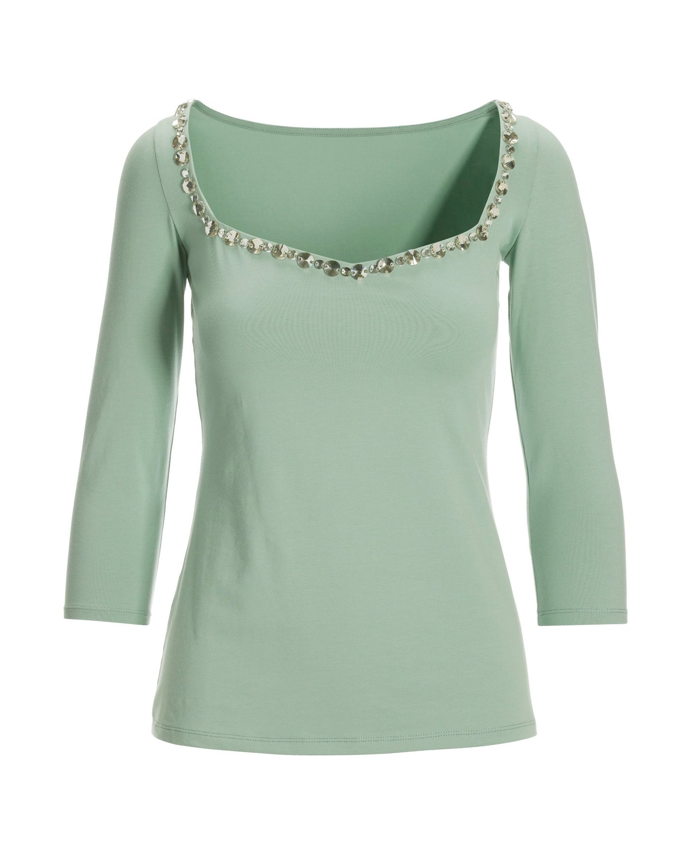 Jeweled Embellished Sweetheart Top Sage