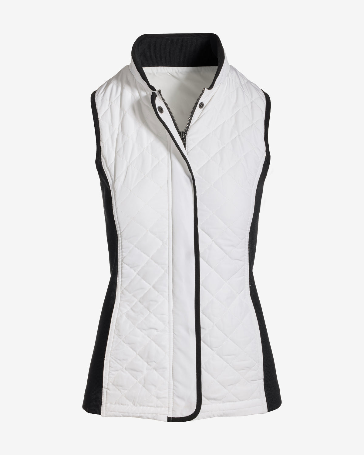 Quilted Sweater Inset Light Weight Puffer Vest Off White