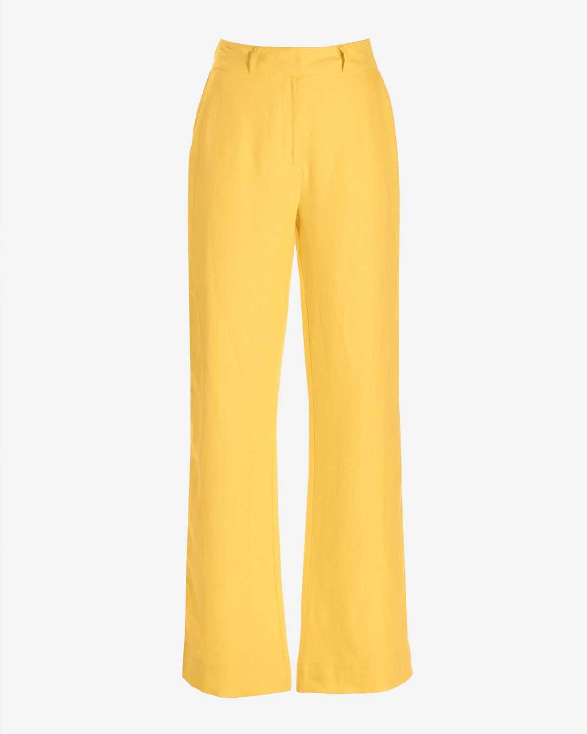 Malibu Polished Linen Wide Leg Trouser Pant Lemon Drop