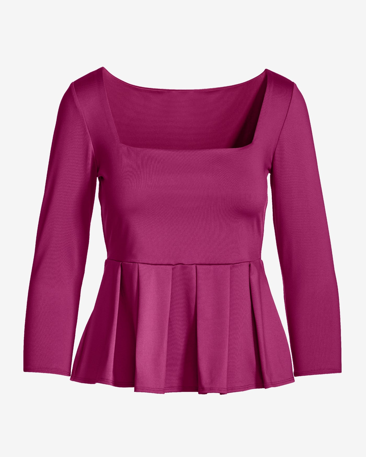So Modern Peplum Pleated Knit Top Festival Fuchsia