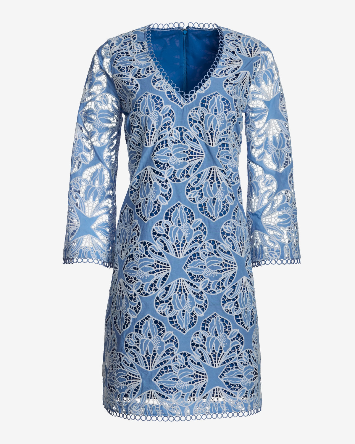 Two Tone Lace Three Quarter Sleeve Dress Granada Sky