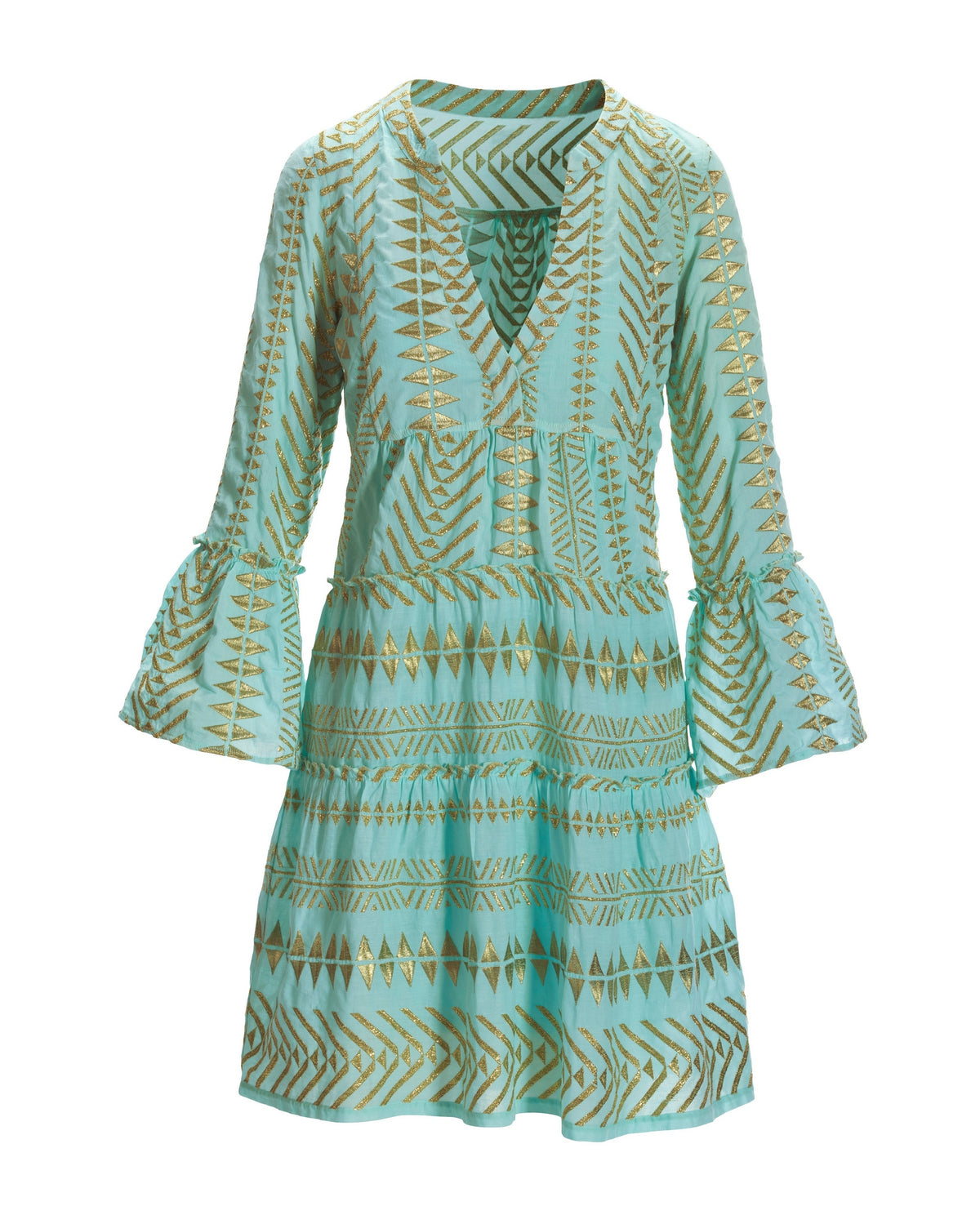 Metallic detail tiered effortless dress Blue Tint