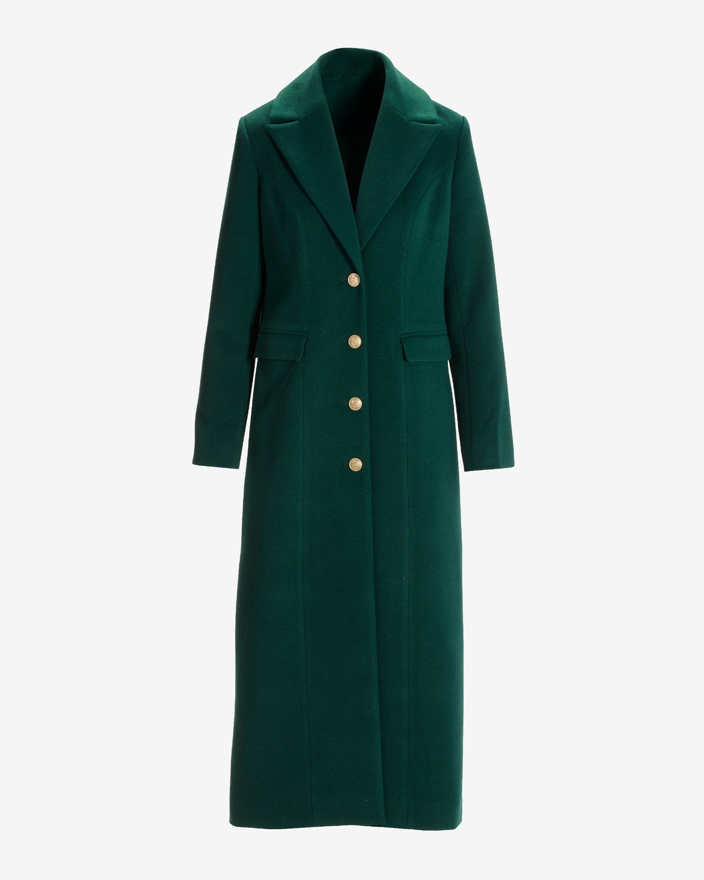 Full Length Classic Tailored Coat Deep Emerald