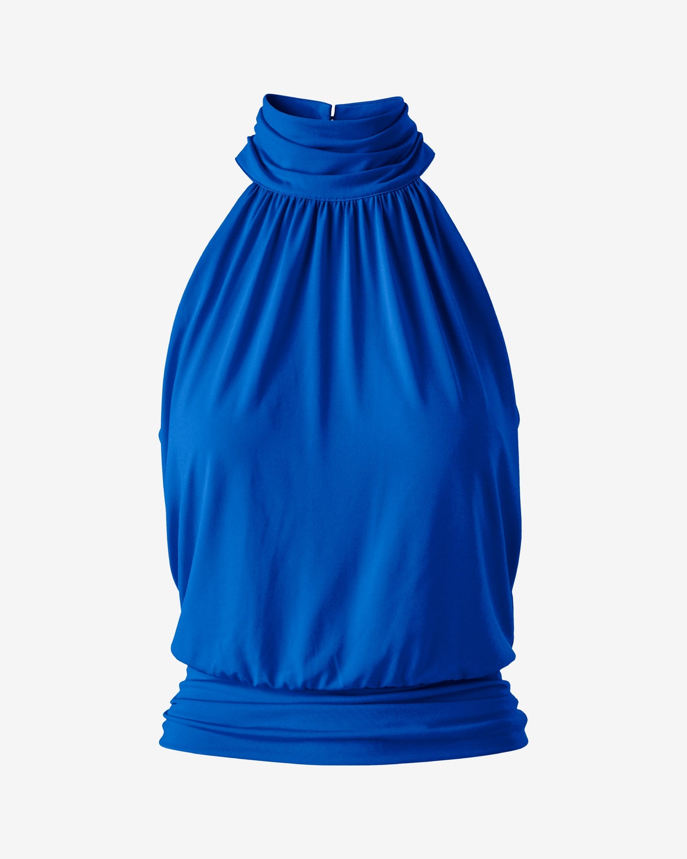 So Chic High Neck Blouson Knit Top Lapis Blue