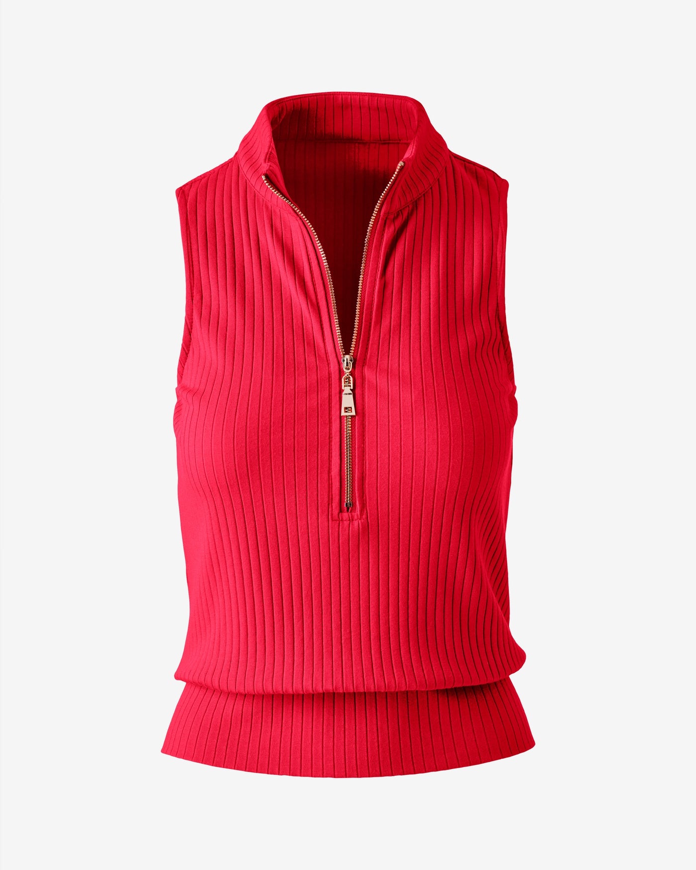 Sleeveless Zip Up Tank Tomato Red