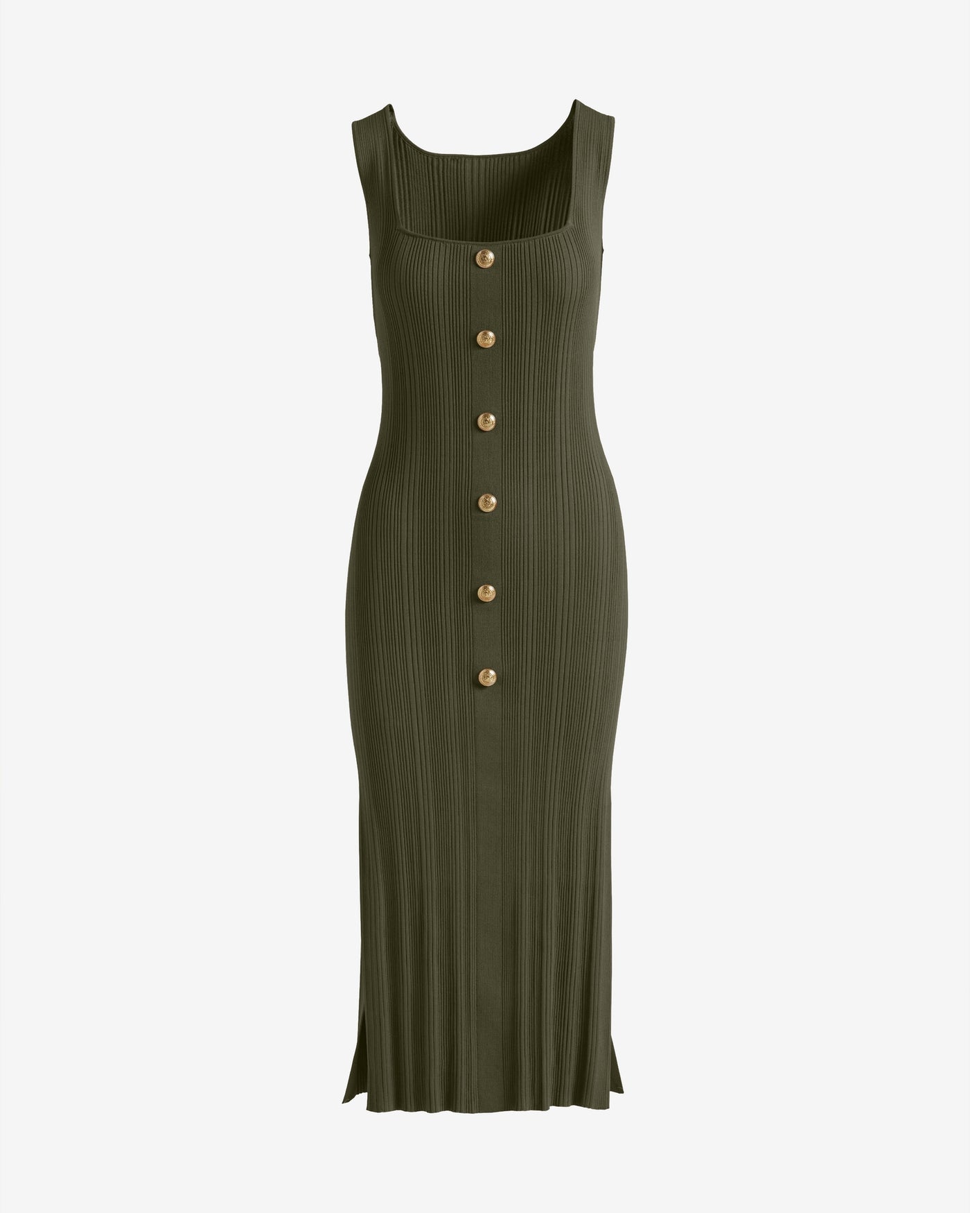 Crested Button Sweater Dress Olive Night